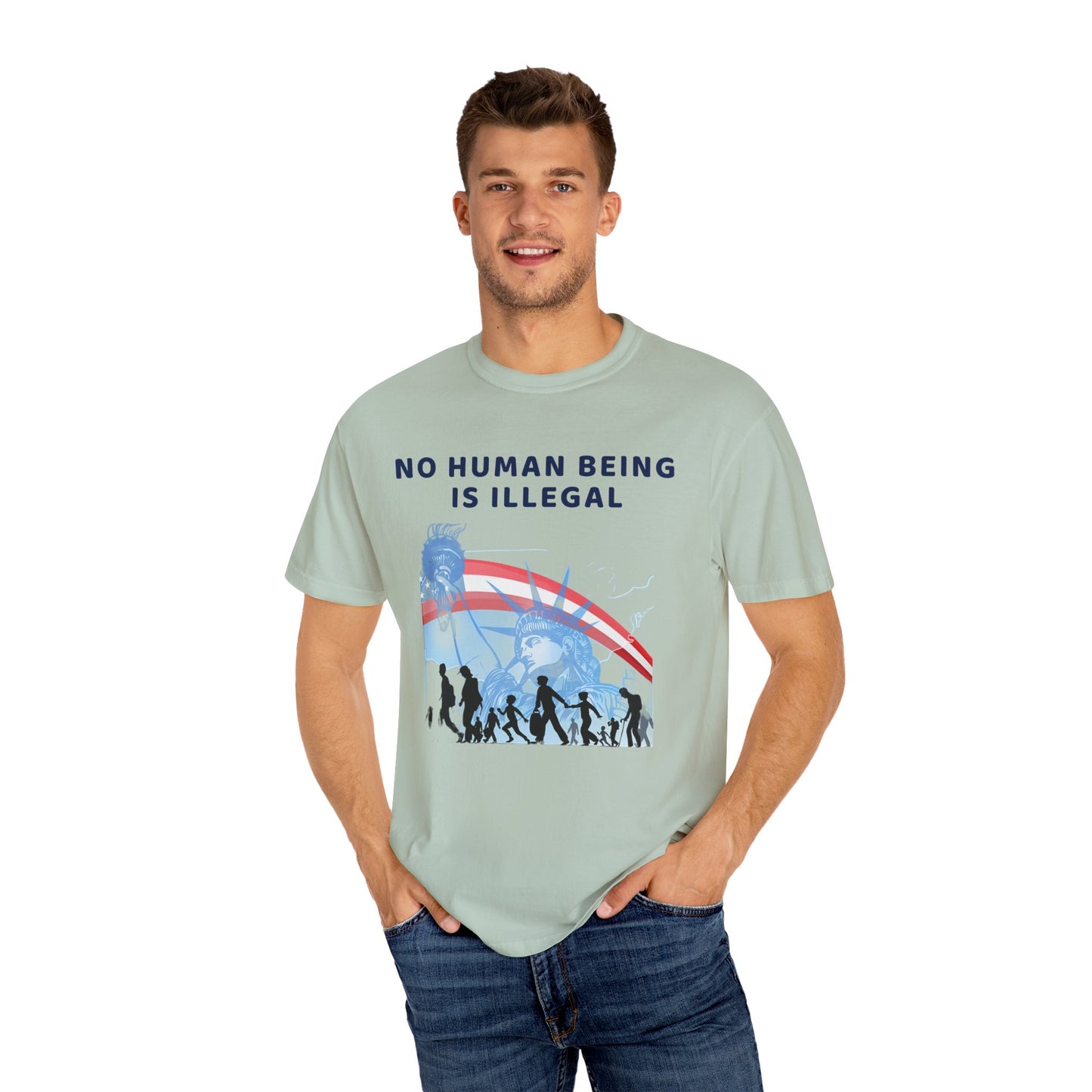 No Human Being is Illegal, Alternative Design, Garment-Dyed T-shirt