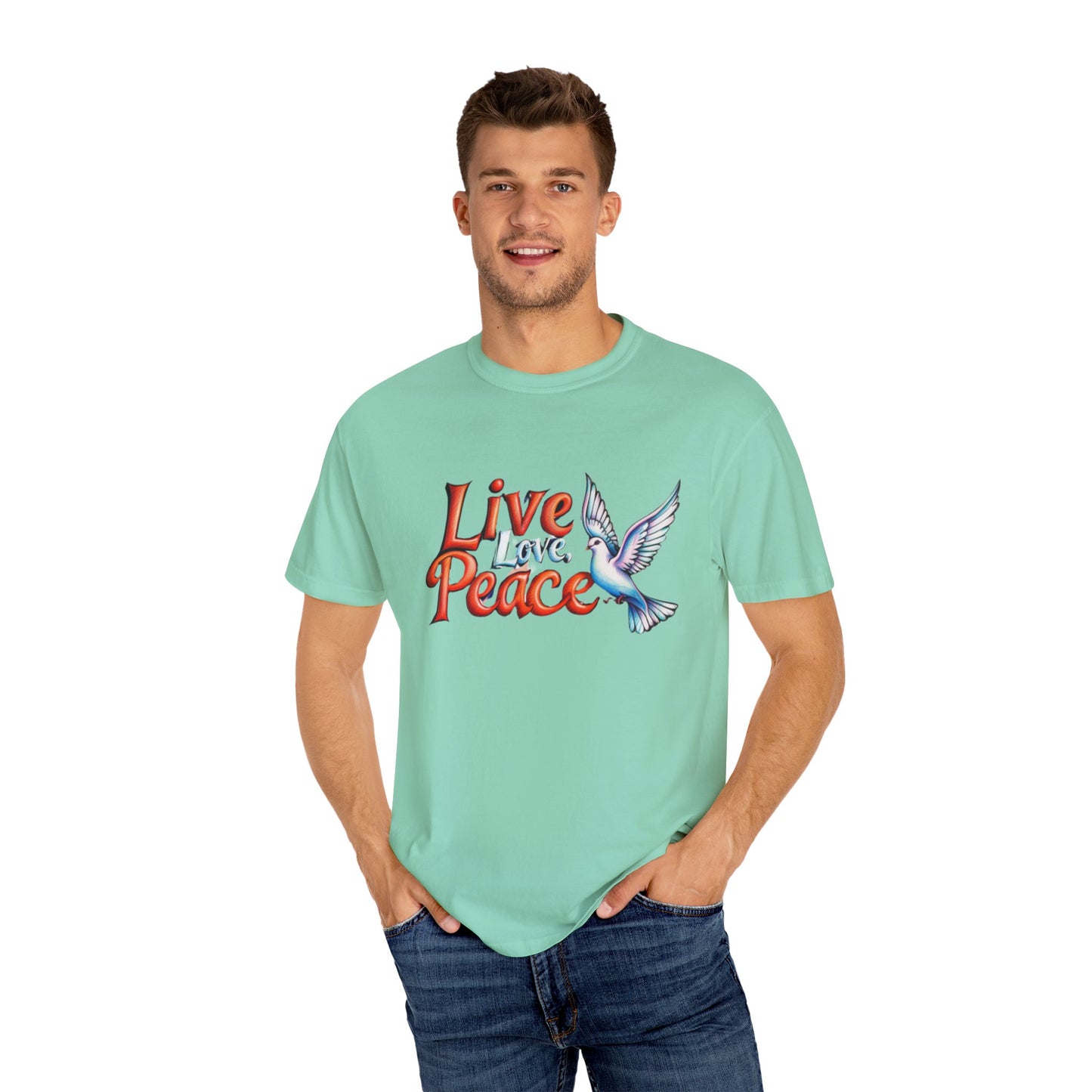 Live Love Peace Unisex Garment-Dyed T-shirt