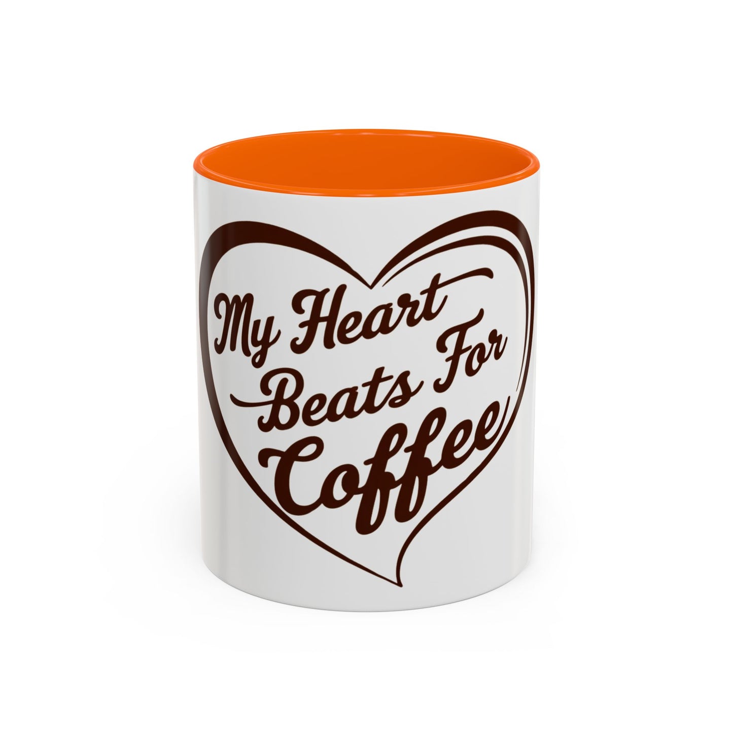 My Heart Beats For Coffee Accent Mug - 11oz & 15oz - Perfect for Coffee Lovers & Gift Giving