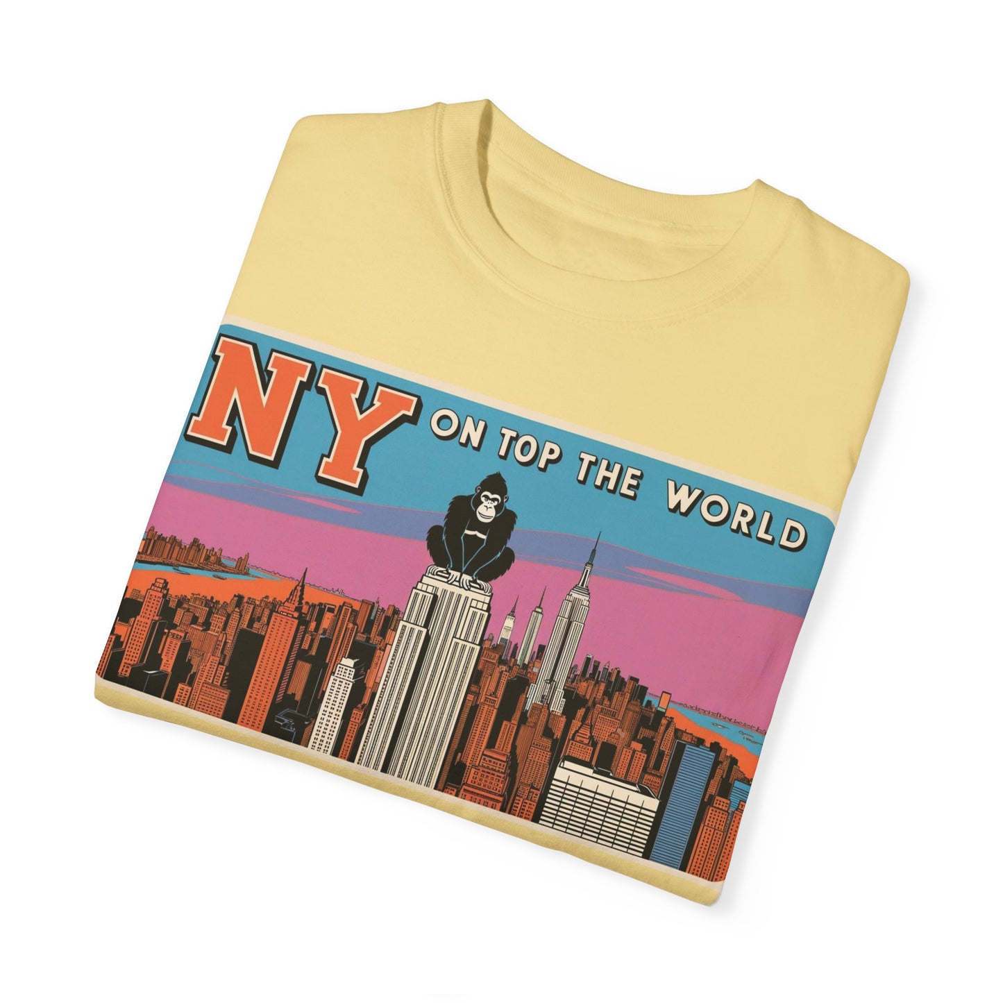 NY On Top the World Unisex Garment-Dyed T-shirt - Urban NYC Art Tee