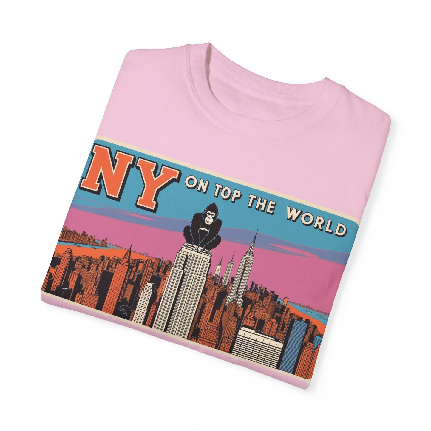NY On Top the World Unisex Garment-Dyed T-shirt - Urban NYC Art Tee
