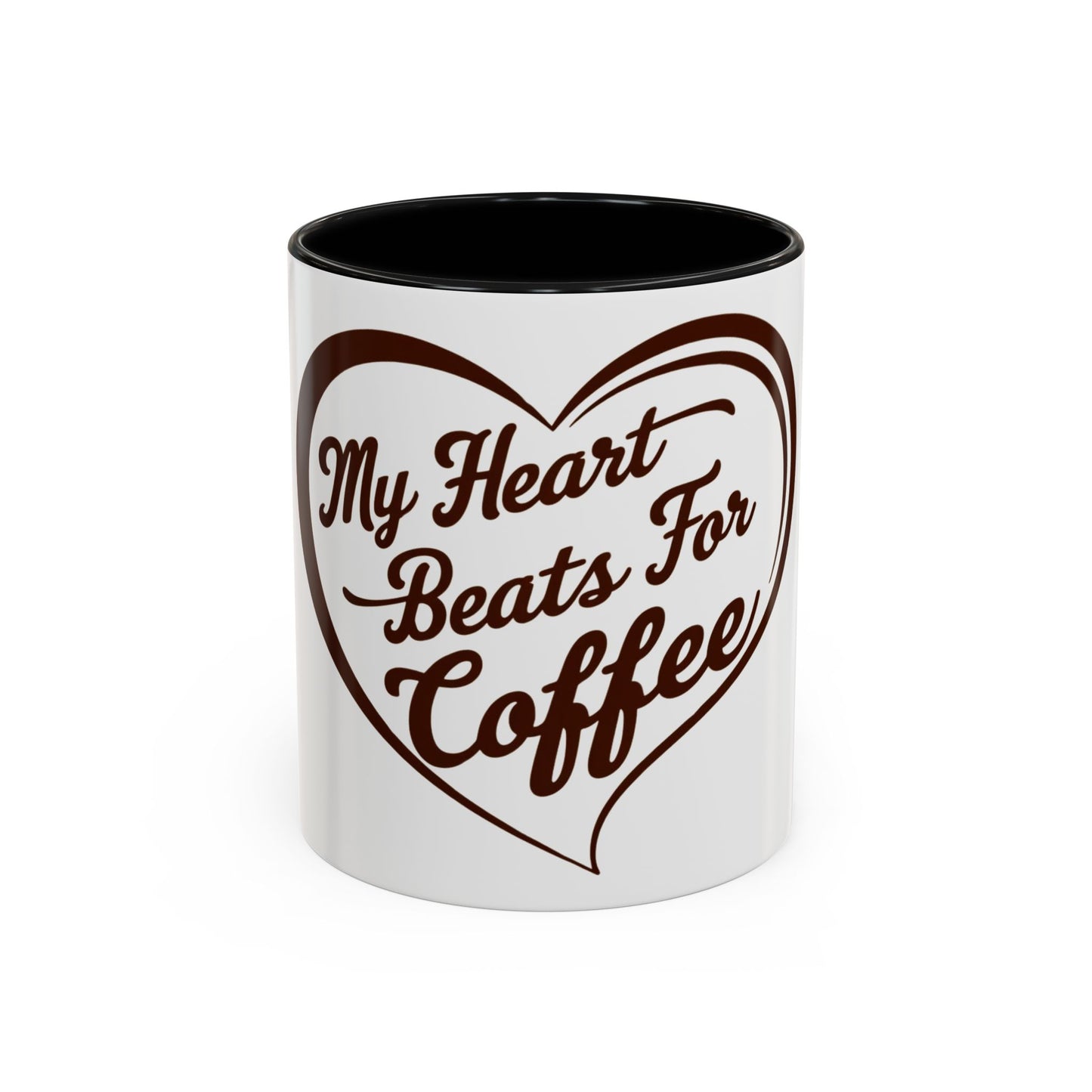 My Heart Beats For Coffee Accent Mug - 11oz & 15oz - Perfect for Coffee Lovers & Gift Giving