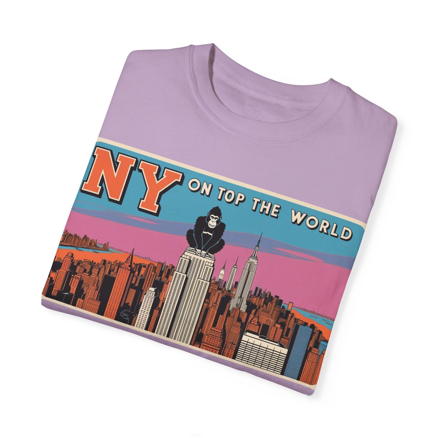 NY On Top the World Unisex Garment-Dyed T-shirt - Urban NYC Art Tee