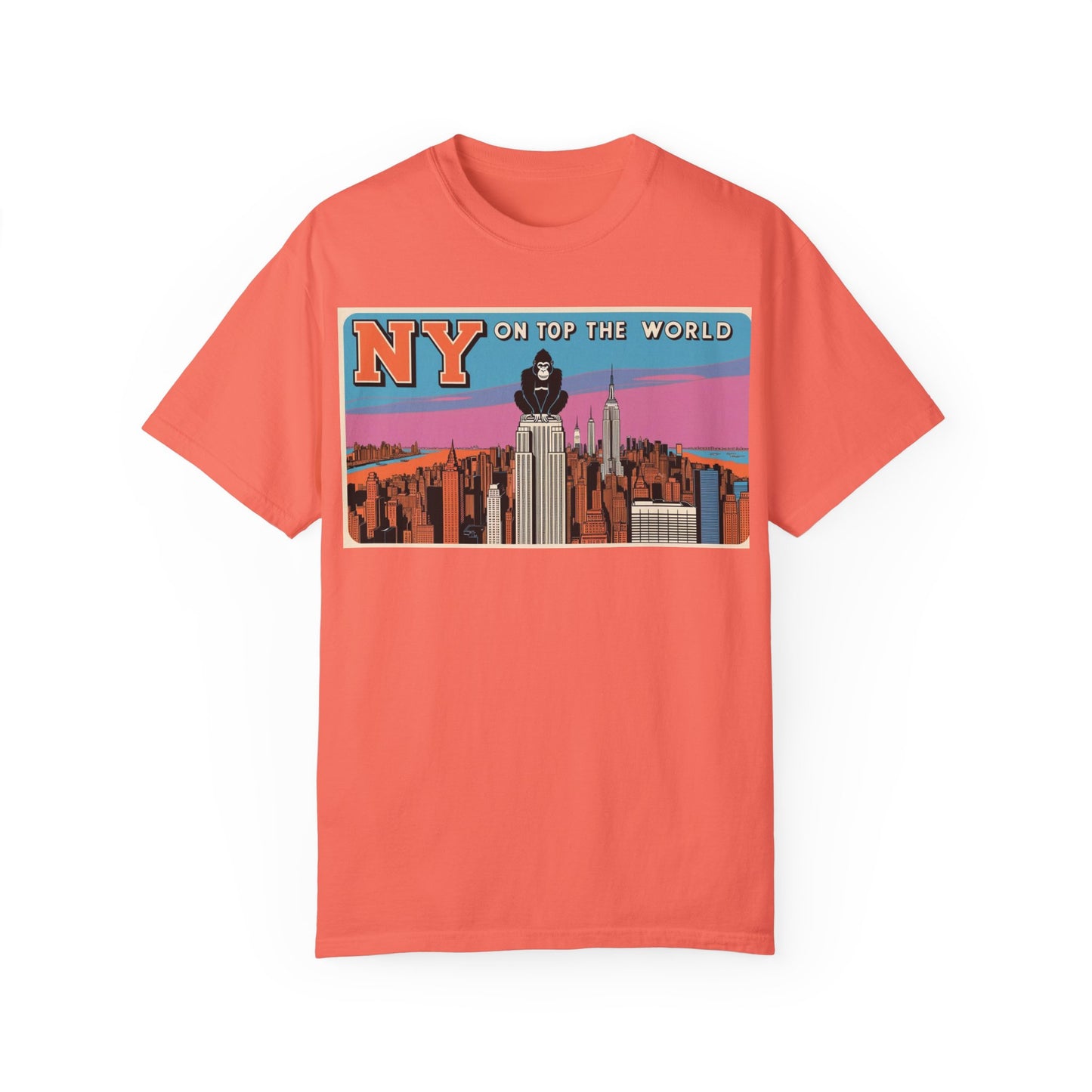 NY On Top the World Unisex Garment-Dyed T-shirt - Urban NYC Art Tee