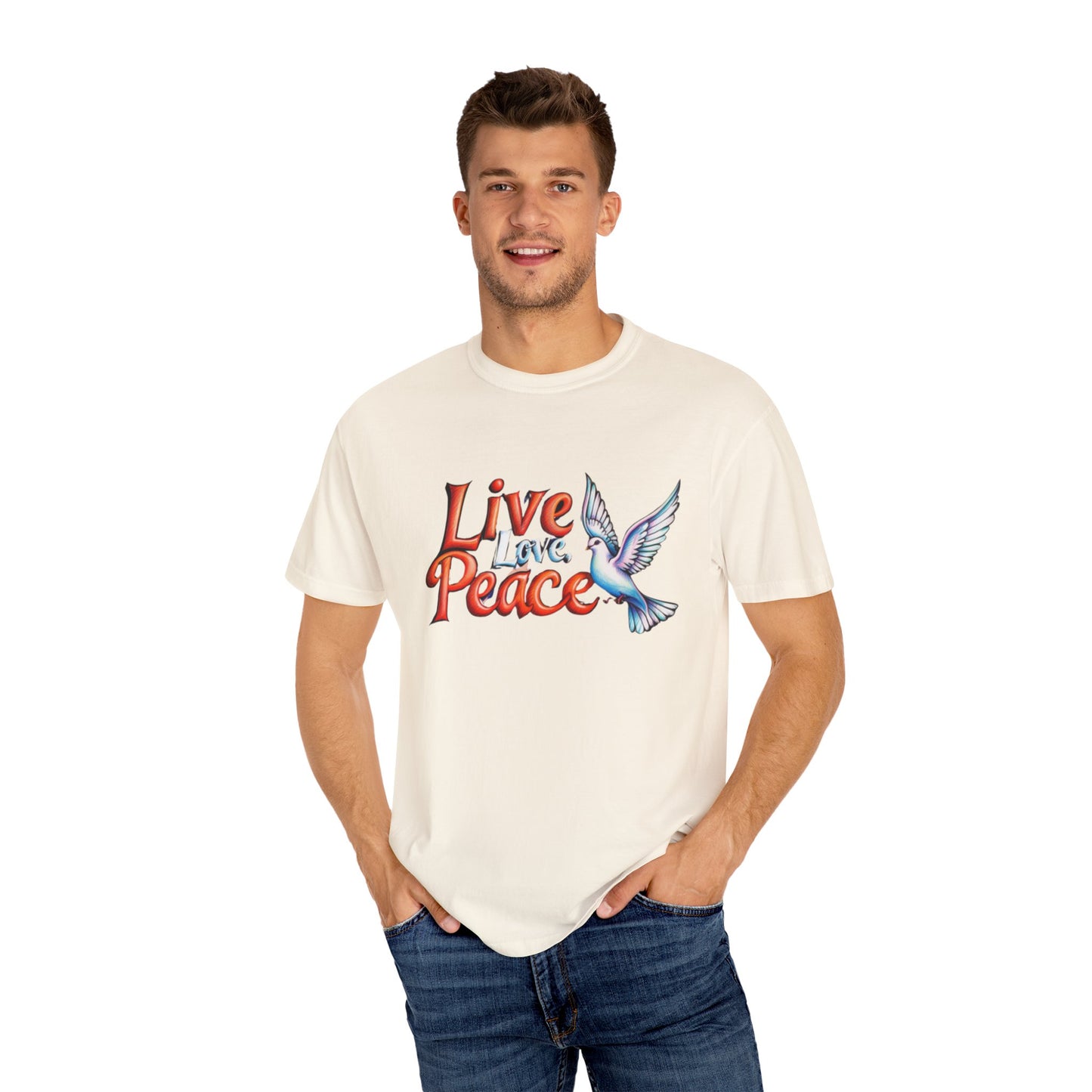 Live Love Peace Unisex Garment-Dyed T-shirt