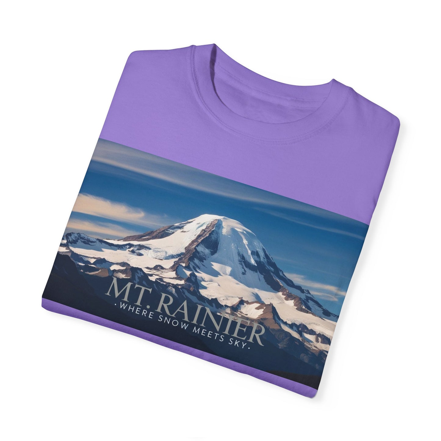 Mount Rainier- Where Snow Meets the Sky Mountain Landscape Unisex Garment-Dyed T-Shirt