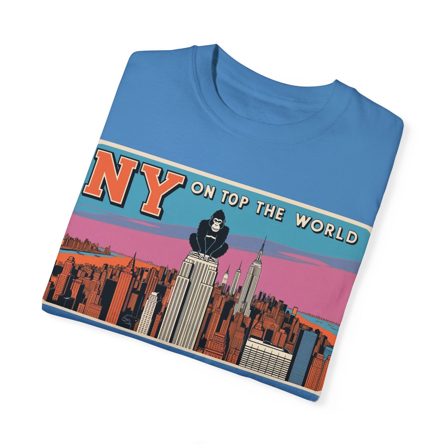 NY On Top the World Unisex Garment-Dyed T-shirt - Urban NYC Art Tee