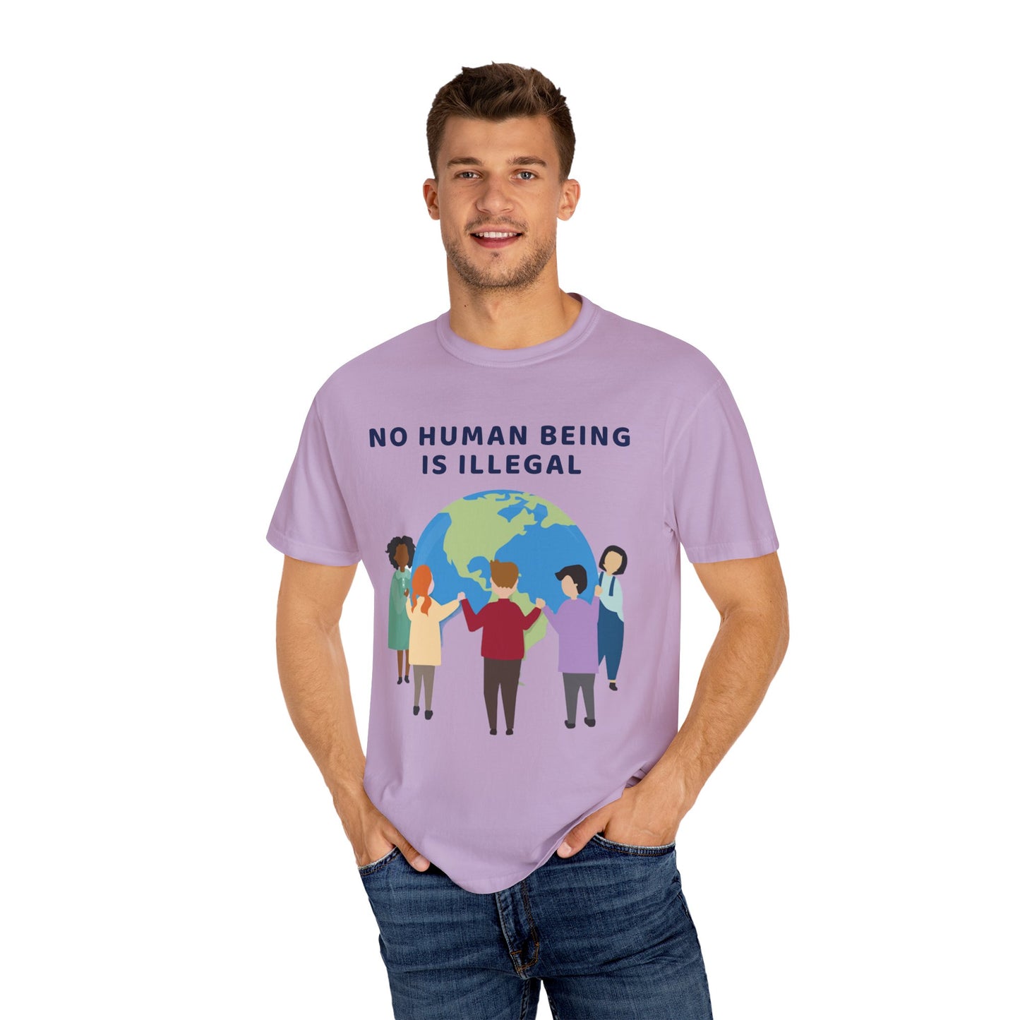 No Human Being is Illegal Unisex Garment-Dyed T-shirt