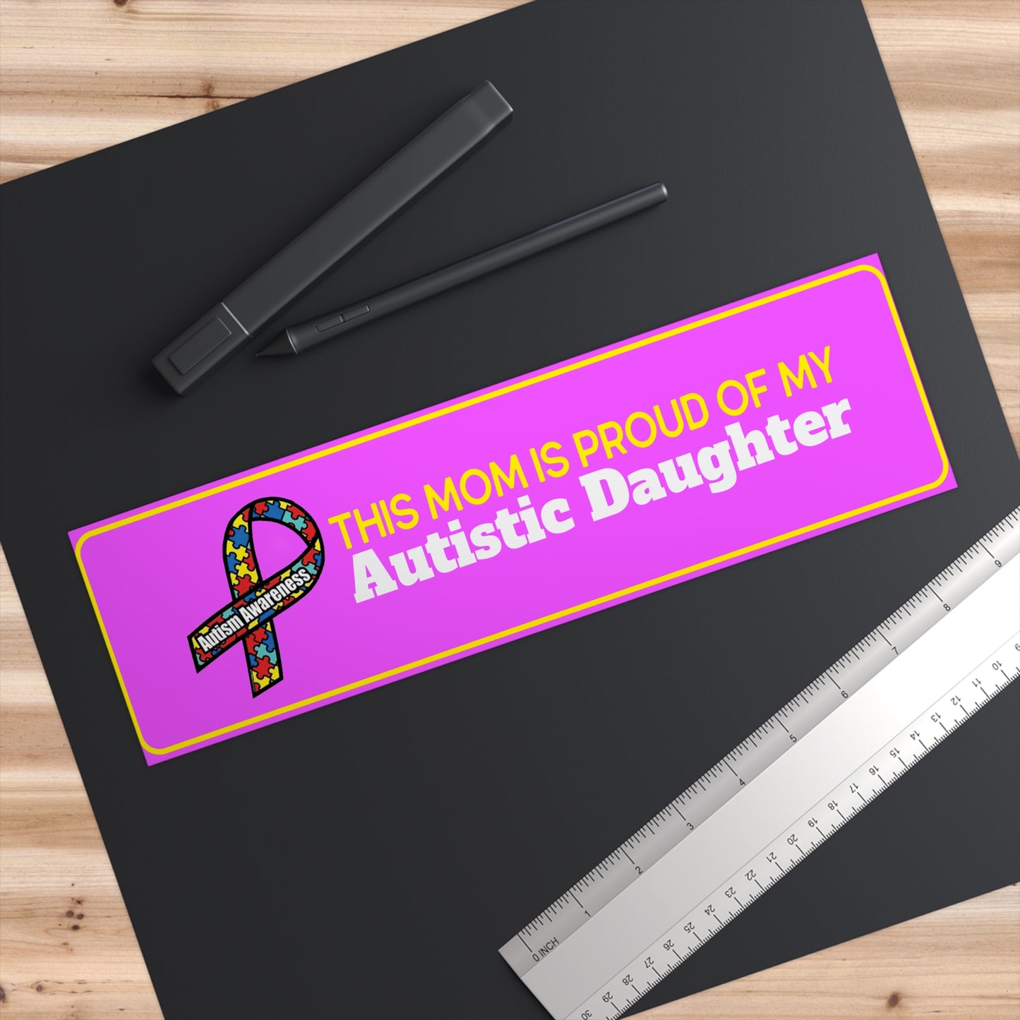 This Mom is Proud of my Autistic Daughter, Autism Awareness Bumper Sticker - Colorful Support for Autistic Children