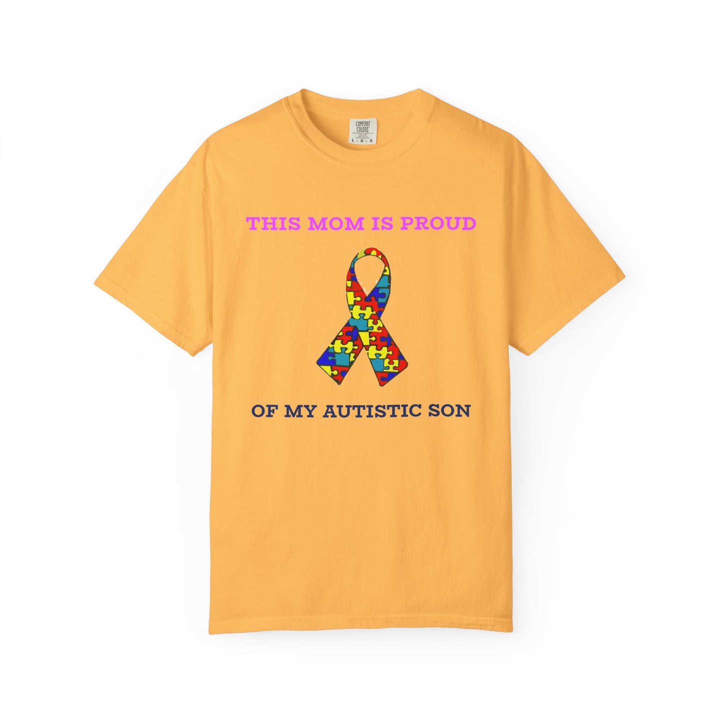 This Mom is Proud of my Autistic Son, Autism Awareness T-Shirt | Unisex Garment-Dyed Tee