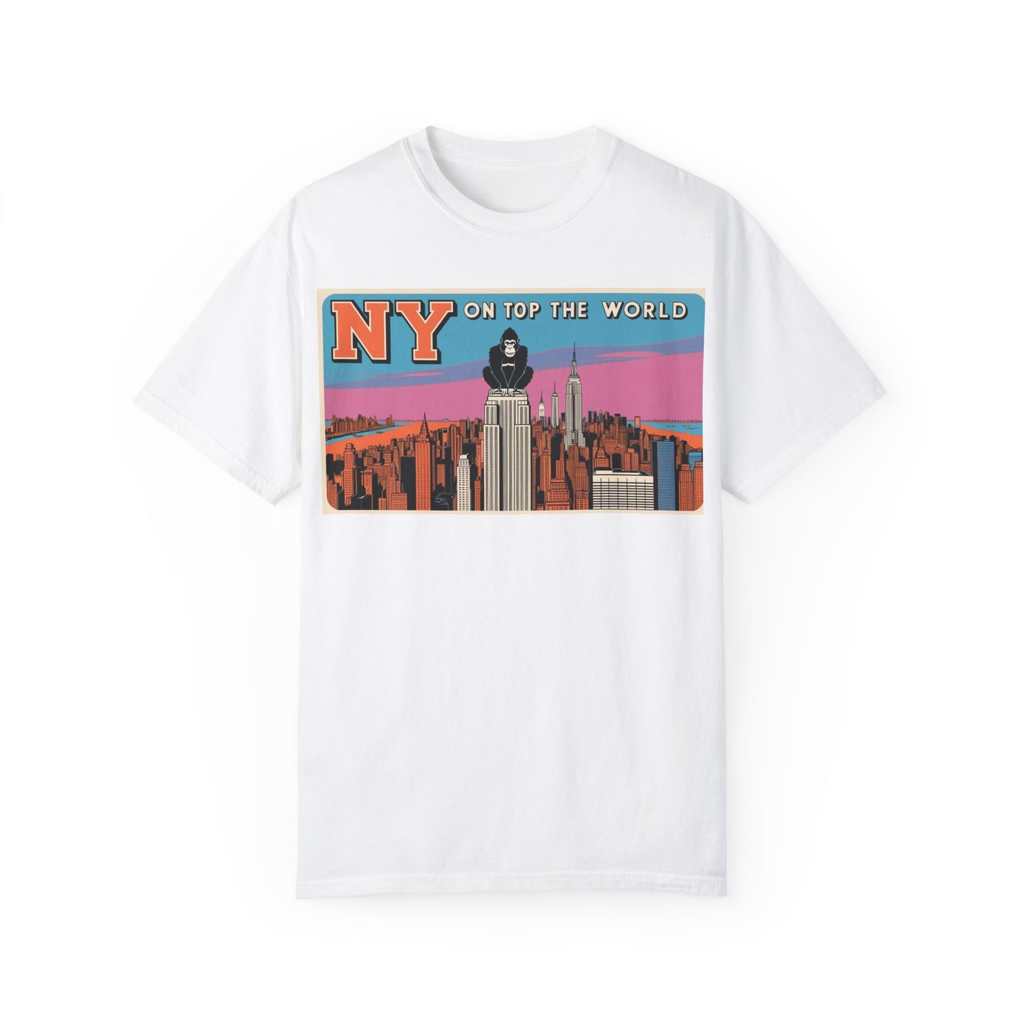 NY On Top the World Unisex Garment-Dyed T-shirt - Urban NYC Art Tee