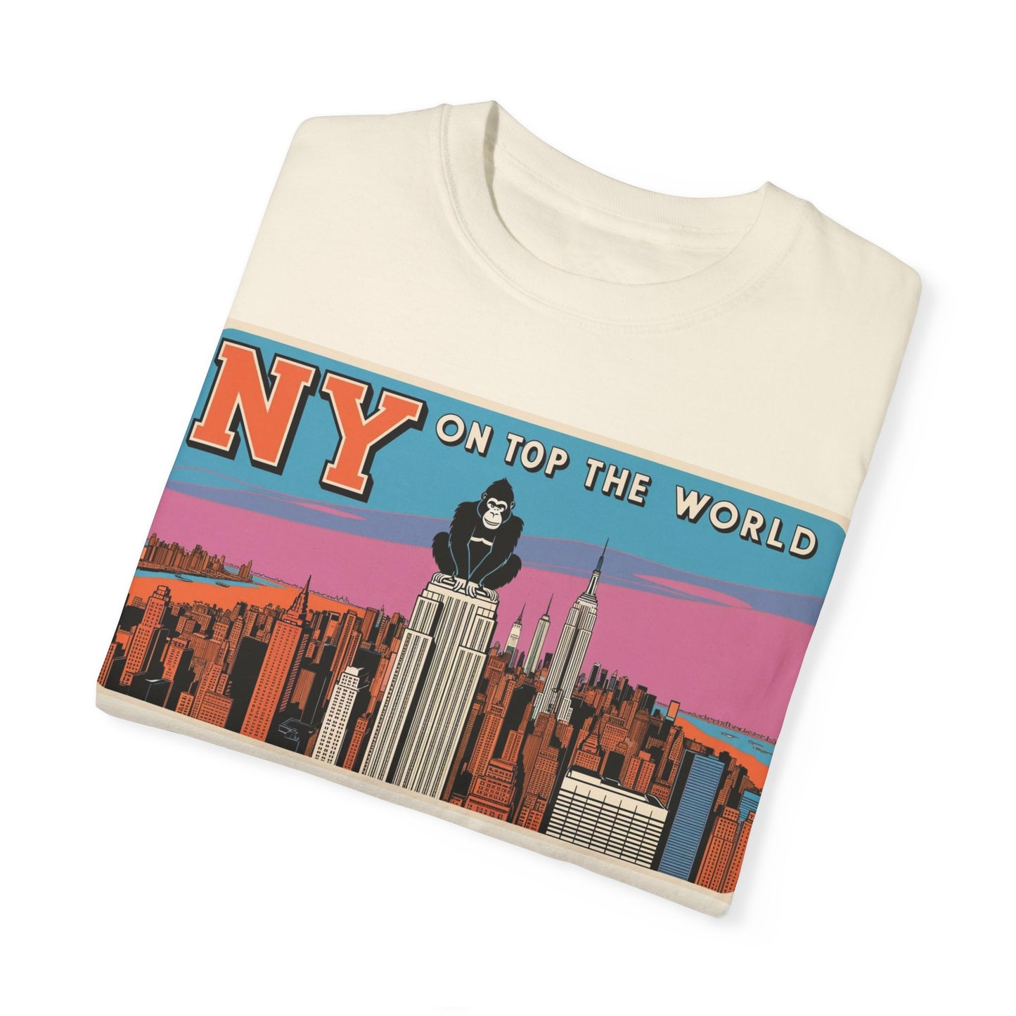 NY On Top the World Unisex Garment-Dyed T-shirt - Urban NYC Art Tee