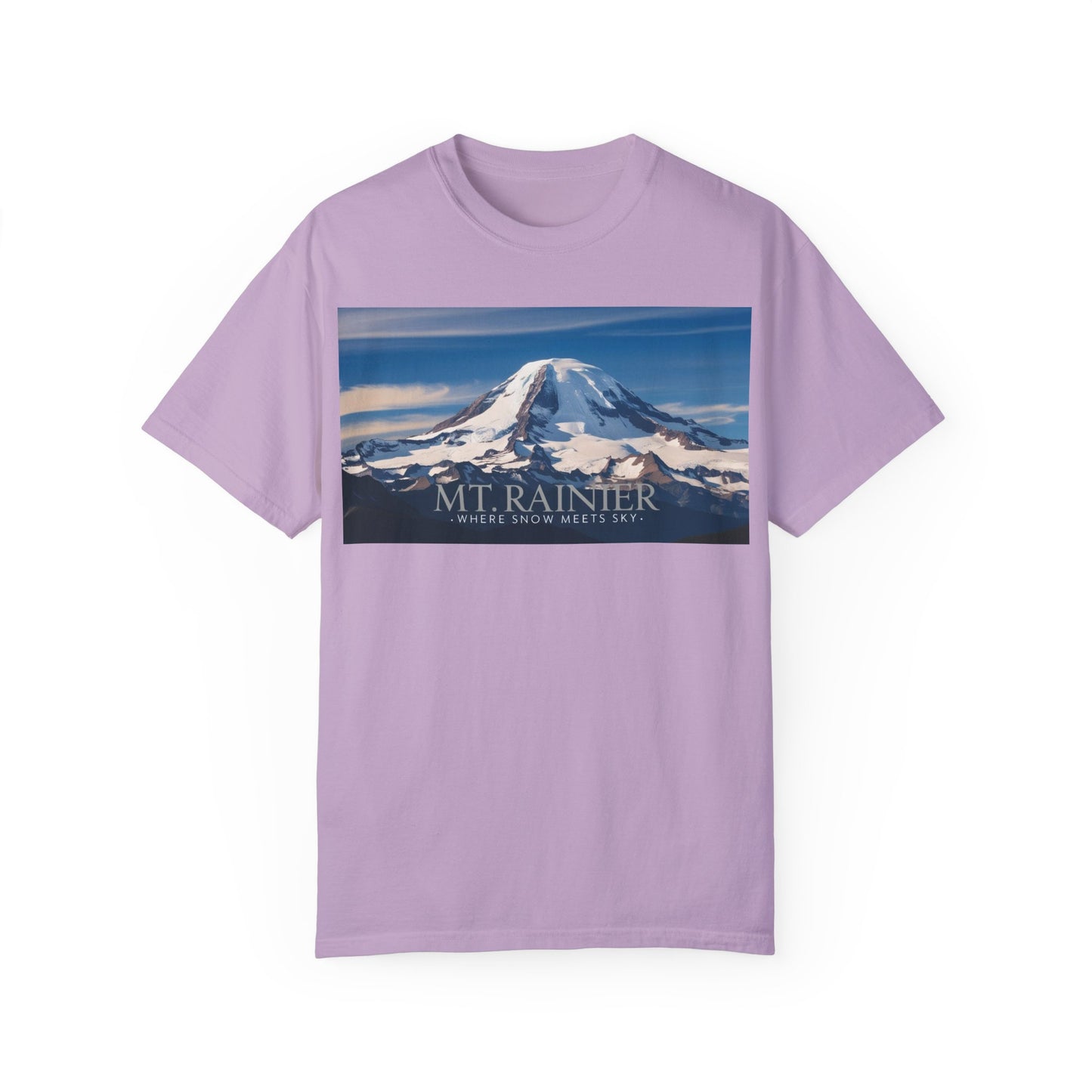Mount Rainier- Where Snow Meets the Sky Mountain Landscape Unisex Garment-Dyed T-Shirt