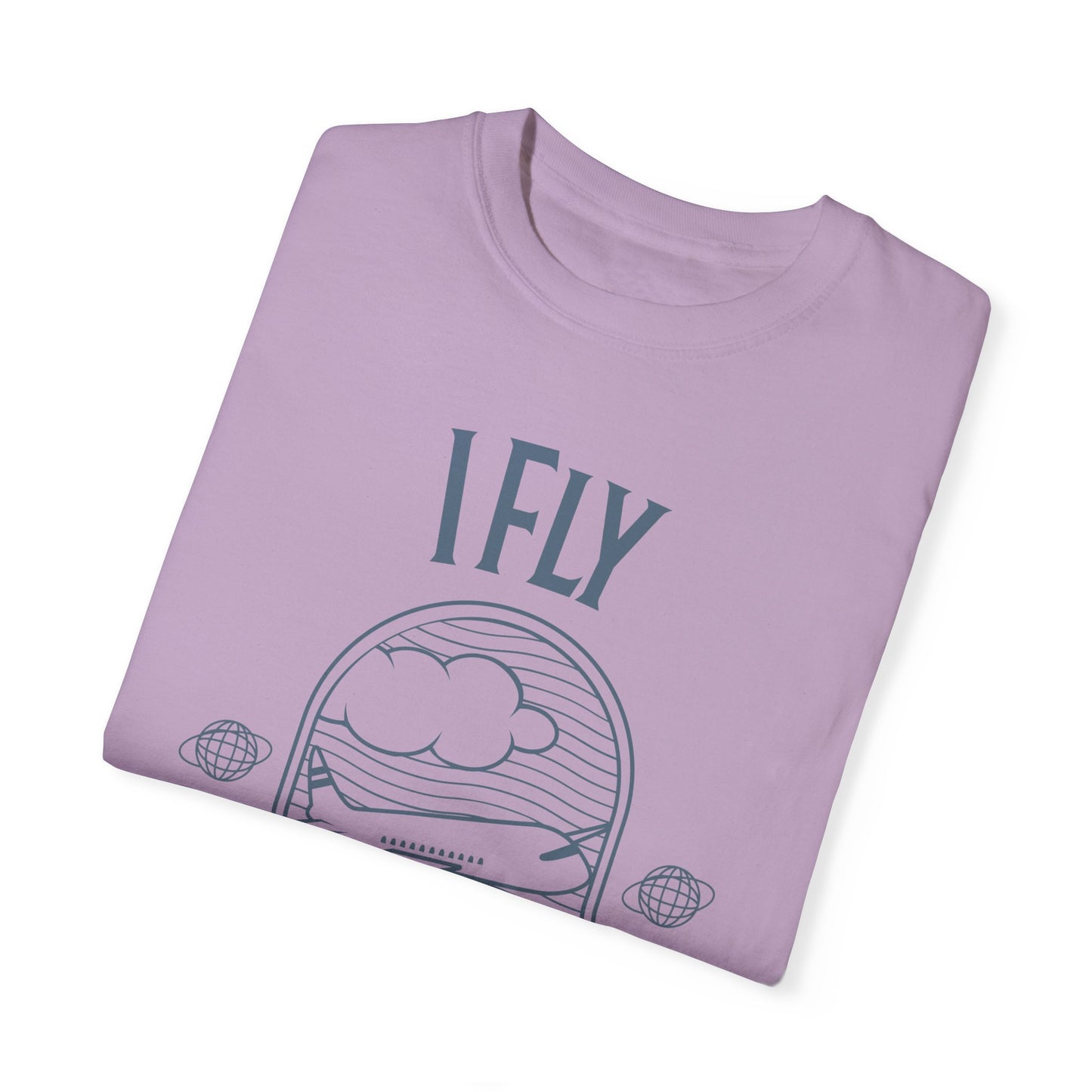I Fly Therefore I Am T-Shirt - Unisex Garment-Dyed Tee for Travelers and Aviation Enthusiasts