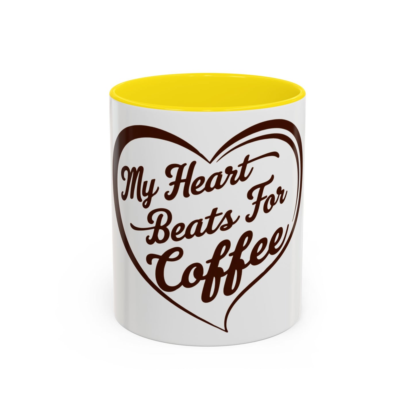 My Heart Beats For Coffee Accent Mug - 11oz & 15oz - Perfect for Coffee Lovers & Gift Giving