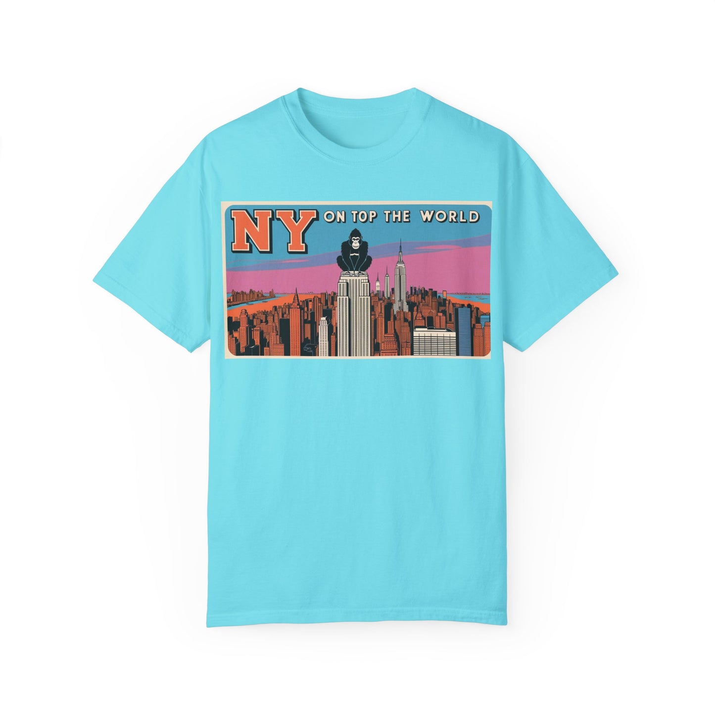 NY On Top the World Unisex Garment-Dyed T-shirt - Urban NYC Art Tee