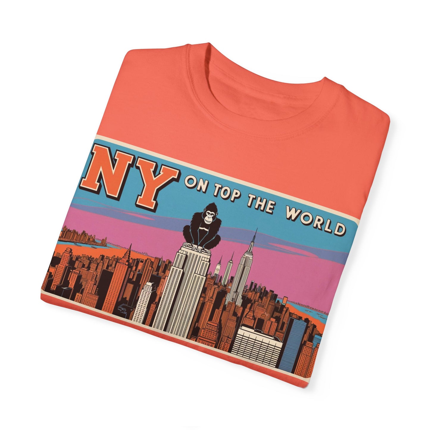 NY On Top the World Unisex Garment-Dyed T-shirt - Urban NYC Art Tee