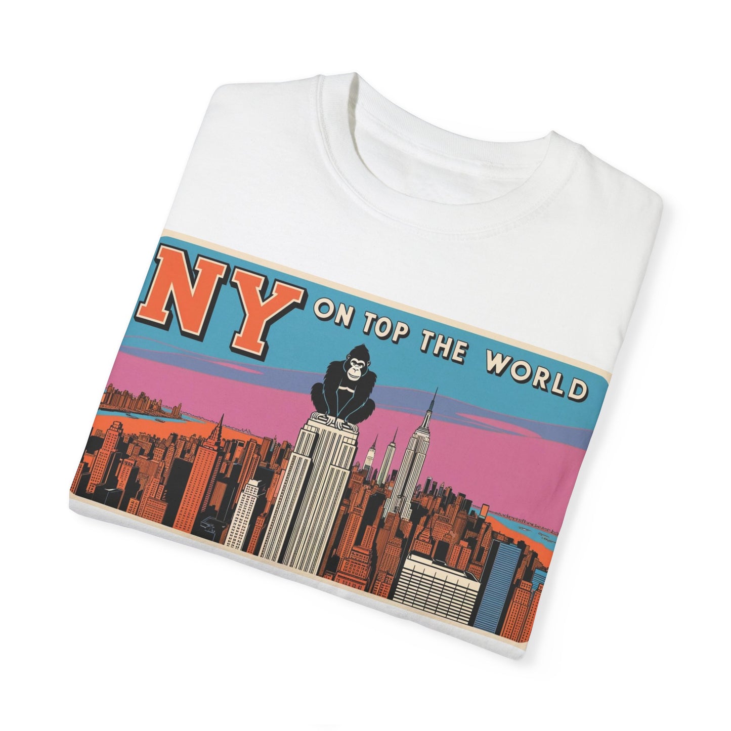 NY On Top the World Unisex Garment-Dyed T-shirt - Urban NYC Art Tee
