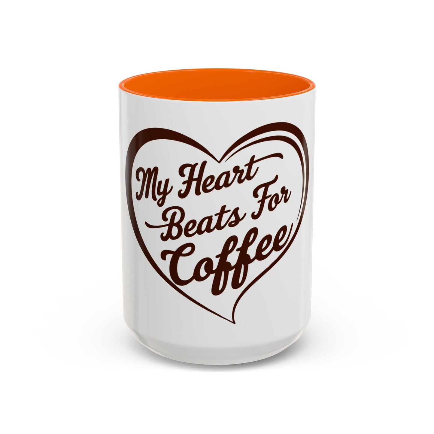 My Heart Beats For Coffee Accent Mug - 11oz & 15oz - Perfect for Coffee Lovers & Gift Giving