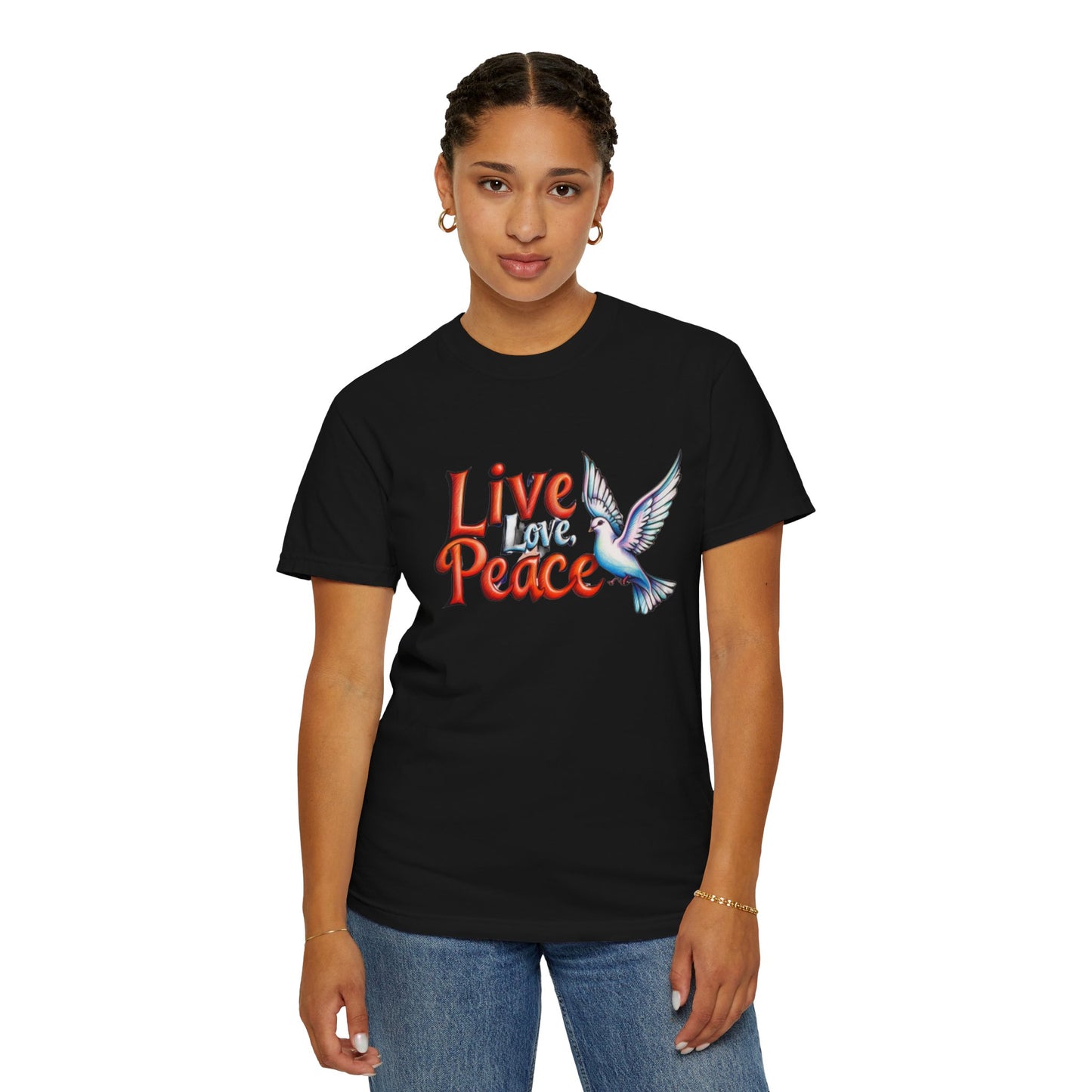 Live Love Peace Unisex Garment-Dyed T-shirt