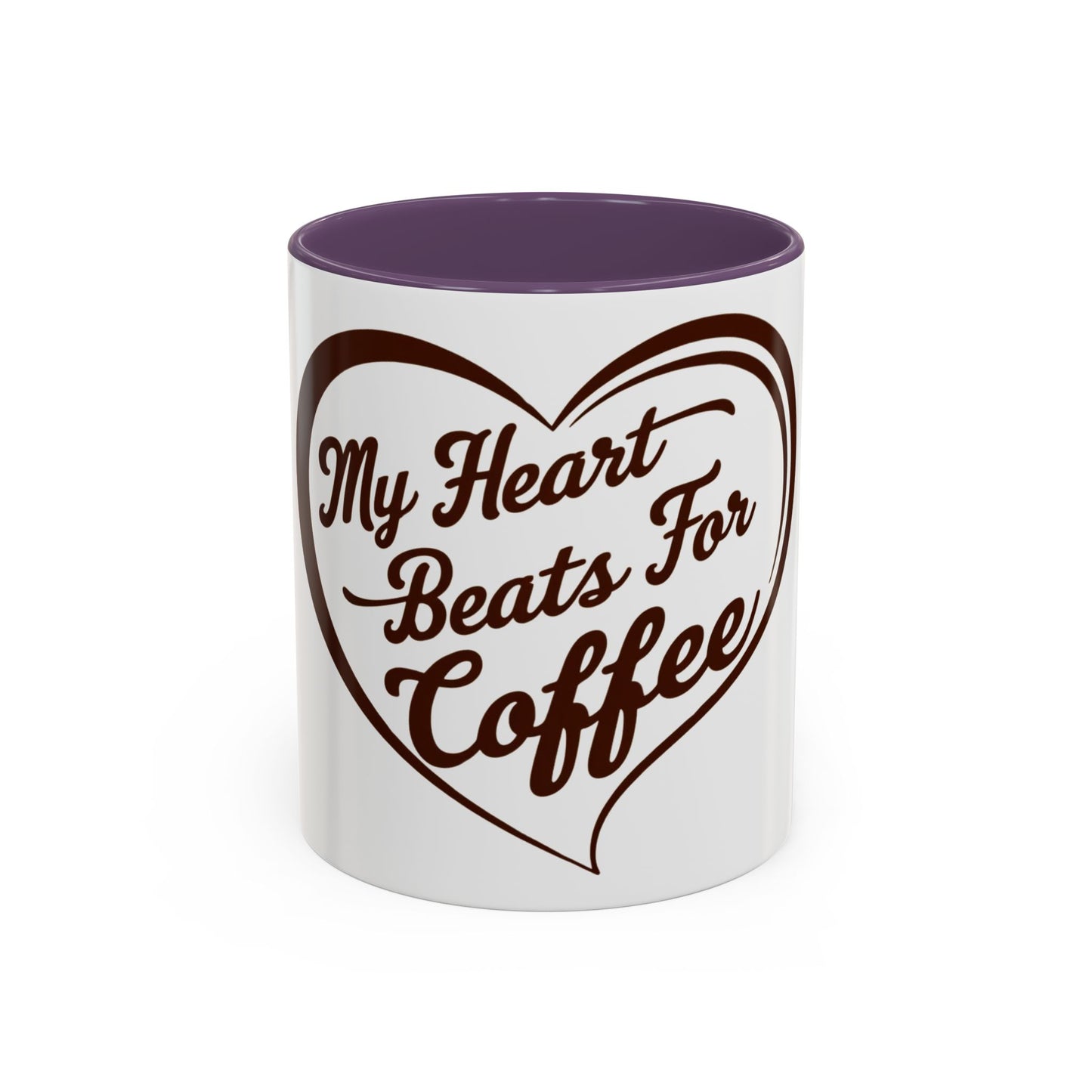 My Heart Beats For Coffee Accent Mug - 11oz & 15oz - Perfect for Coffee Lovers & Gift Giving