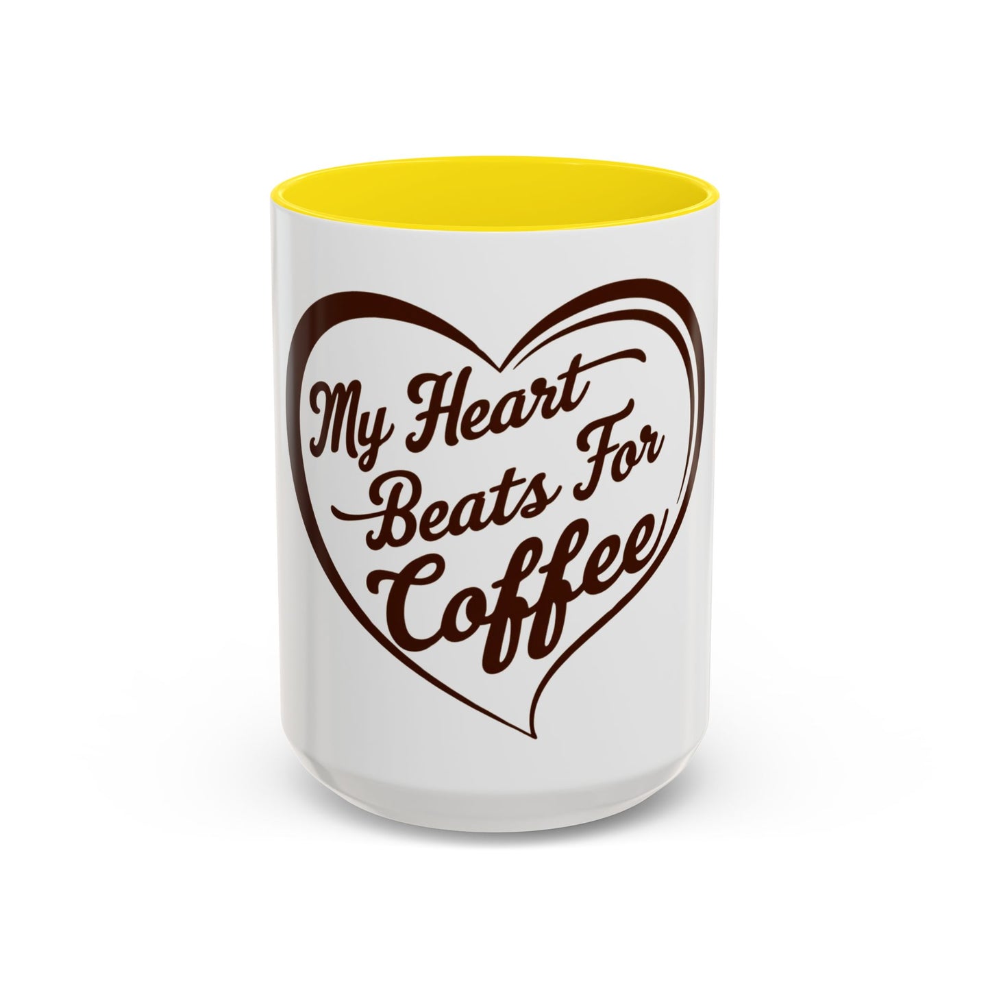 My Heart Beats For Coffee Accent Mug - 11oz & 15oz - Perfect for Coffee Lovers & Gift Giving