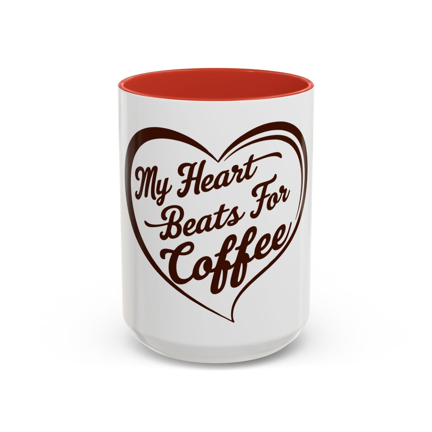 My Heart Beats For Coffee Accent Mug - 11oz & 15oz - Perfect for Coffee Lovers & Gift Giving