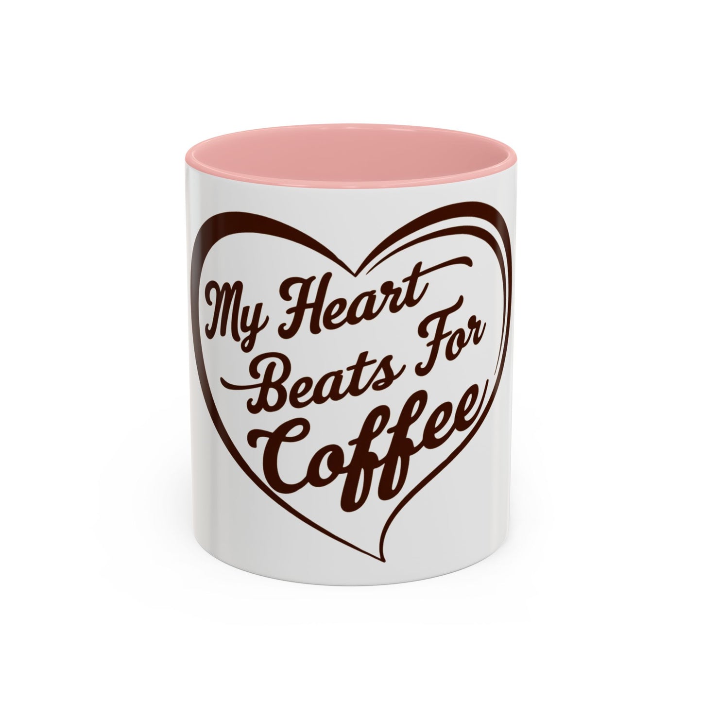 My Heart Beats For Coffee Accent Mug - 11oz & 15oz - Perfect for Coffee Lovers & Gift Giving
