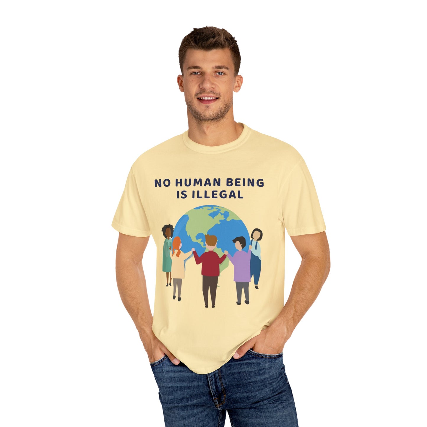No Human Being is Illegal Unisex Garment-Dyed T-shirt