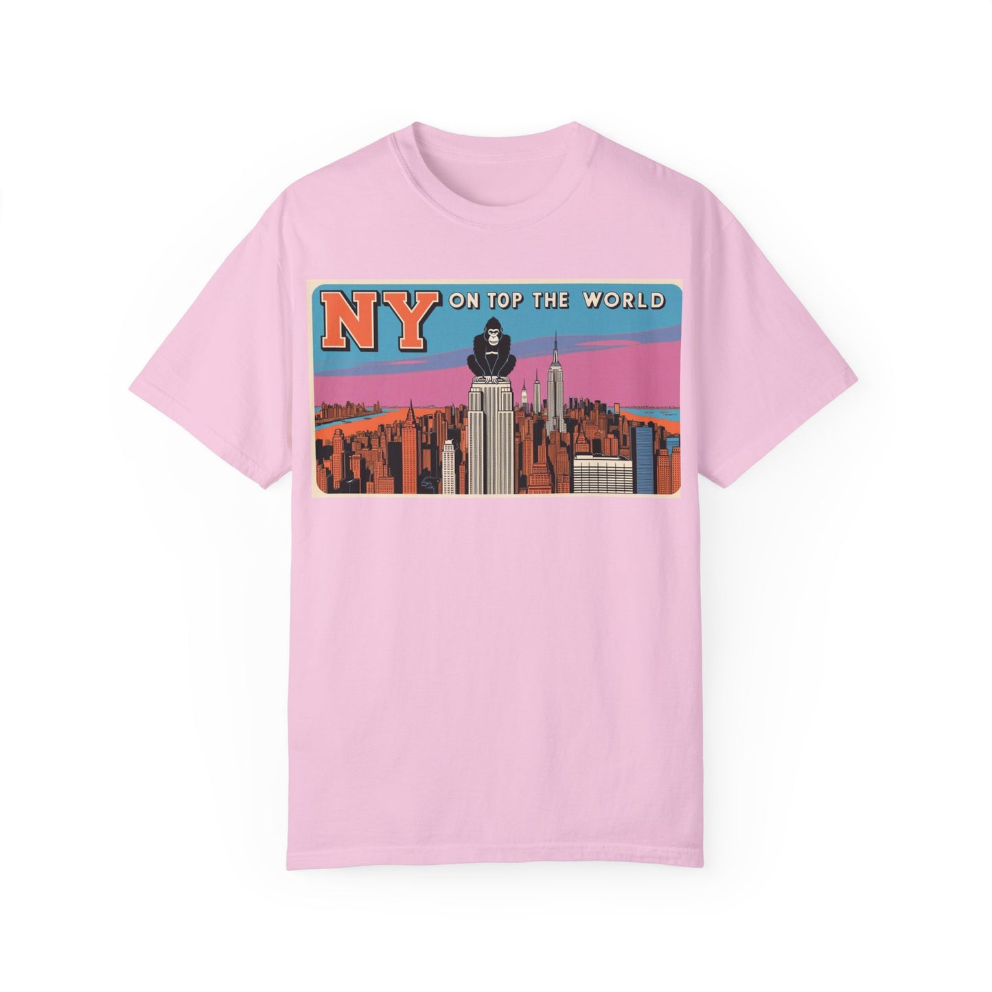 NY On Top the World Unisex Garment-Dyed T-shirt - Urban NYC Art Tee