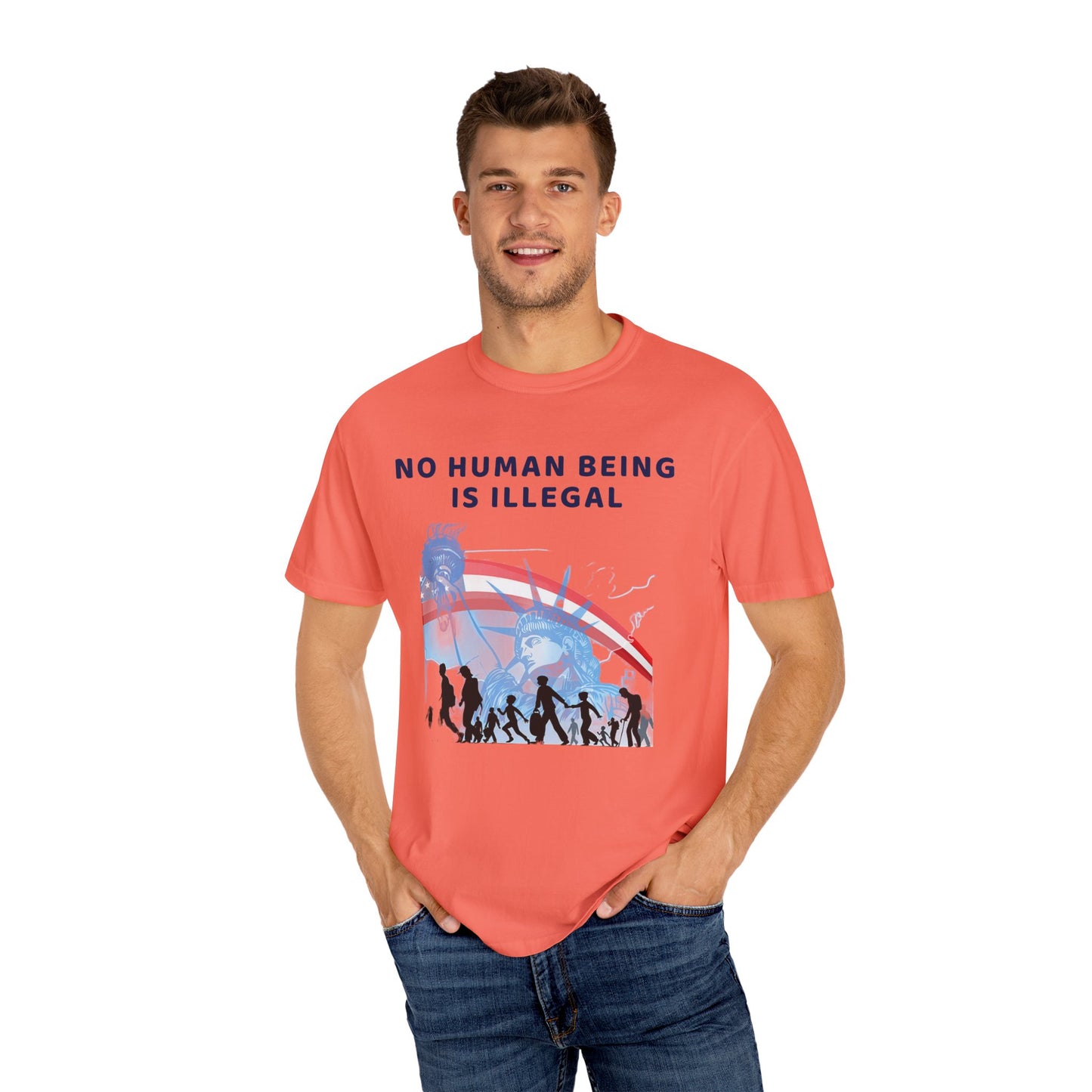 No Human Being is Illegal, Alternative Design, Garment-Dyed T-shirt
