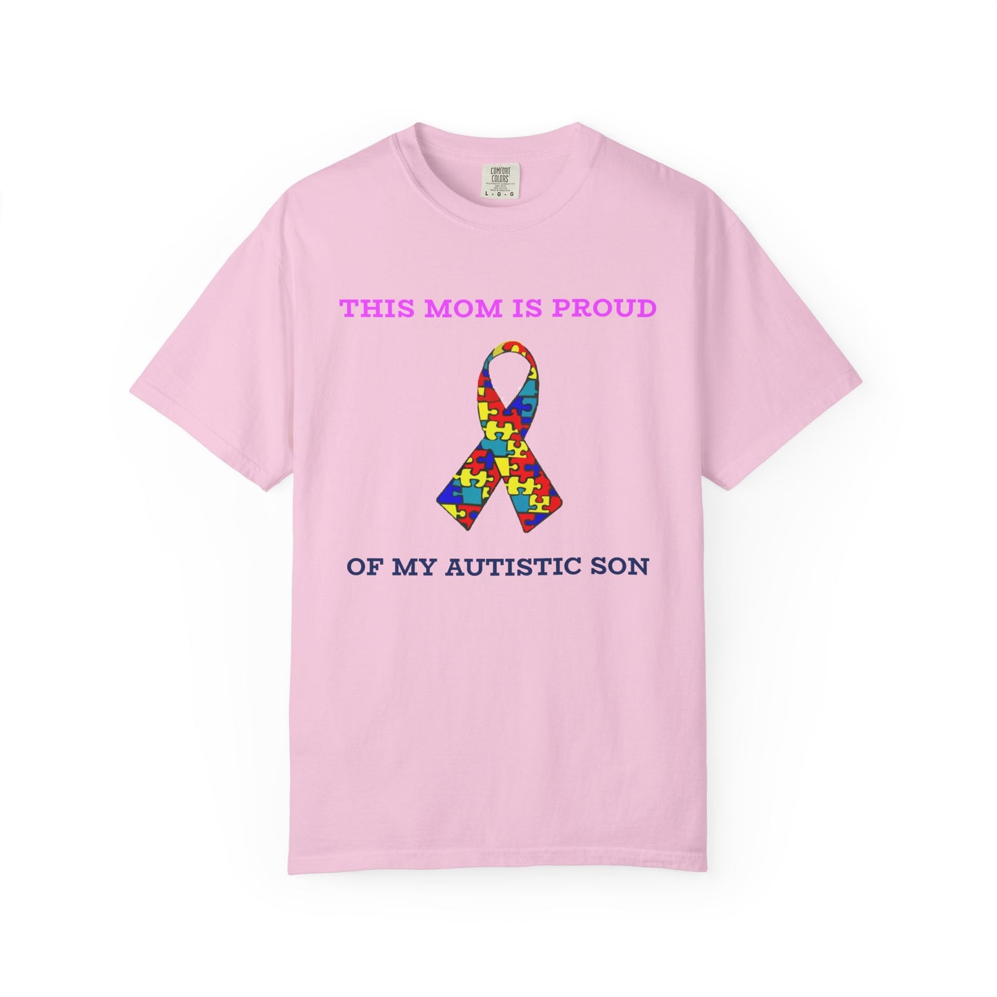 This Mom is Proud of my Autistic Son, Autism Awareness T-Shirt | Unisex Garment-Dyed Tee