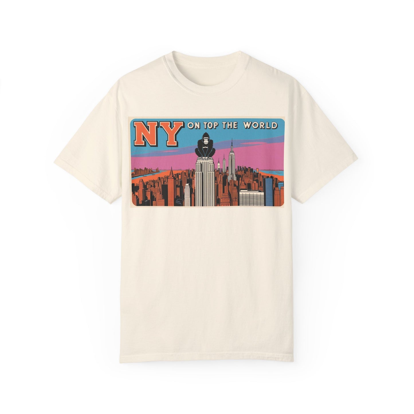 NY On Top the World Unisex Garment-Dyed T-shirt - Urban NYC Art Tee