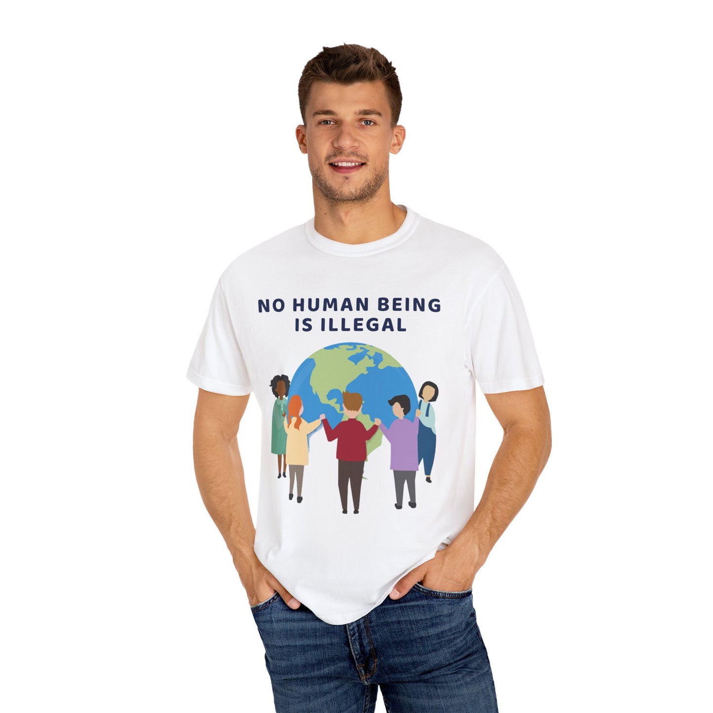 No Human Being is Illegal Unisex Garment-Dyed T-shirt