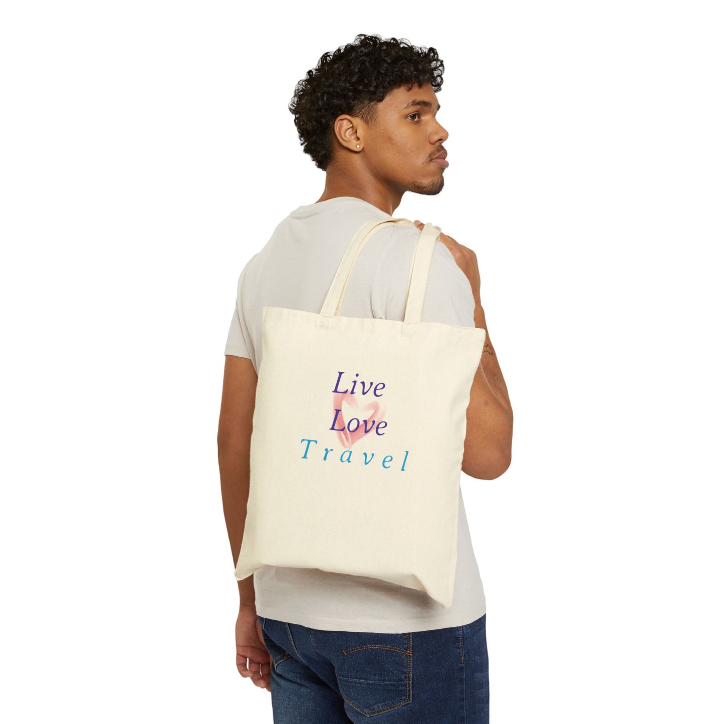 Live Love Travel Cotton Canvas Tote Bag - Eco-Friendly Shopping & Travel Bag