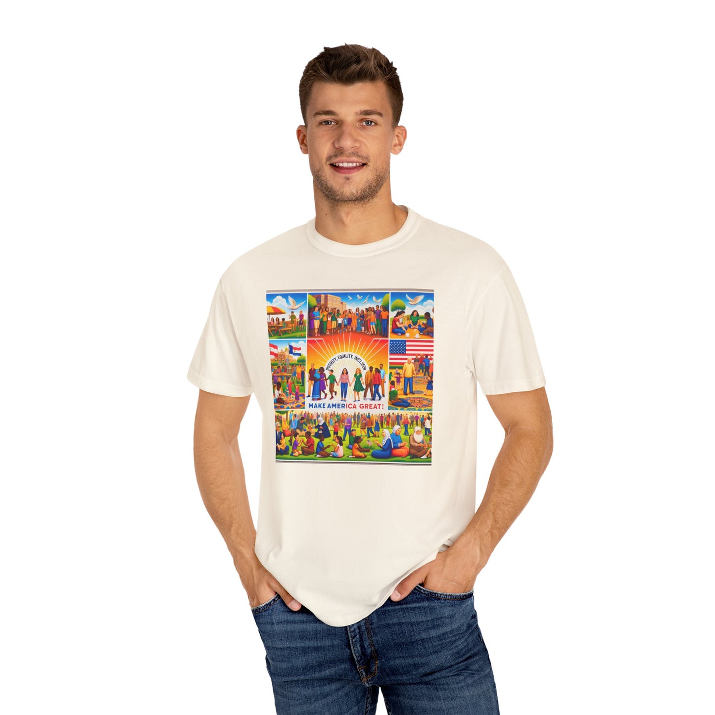 Diversity, Equality, and Inclusion Make America Great Unisex Garment-Dyed T-shirt