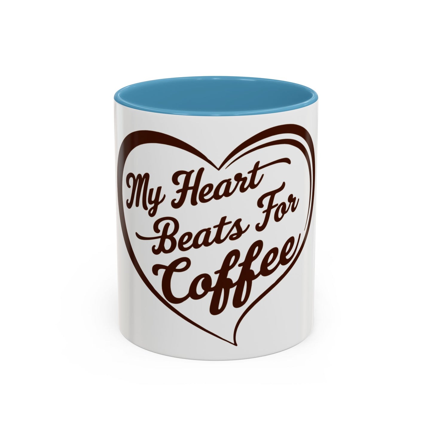 My Heart Beats For Coffee Accent Mug - 11oz & 15oz - Perfect for Coffee Lovers & Gift Giving