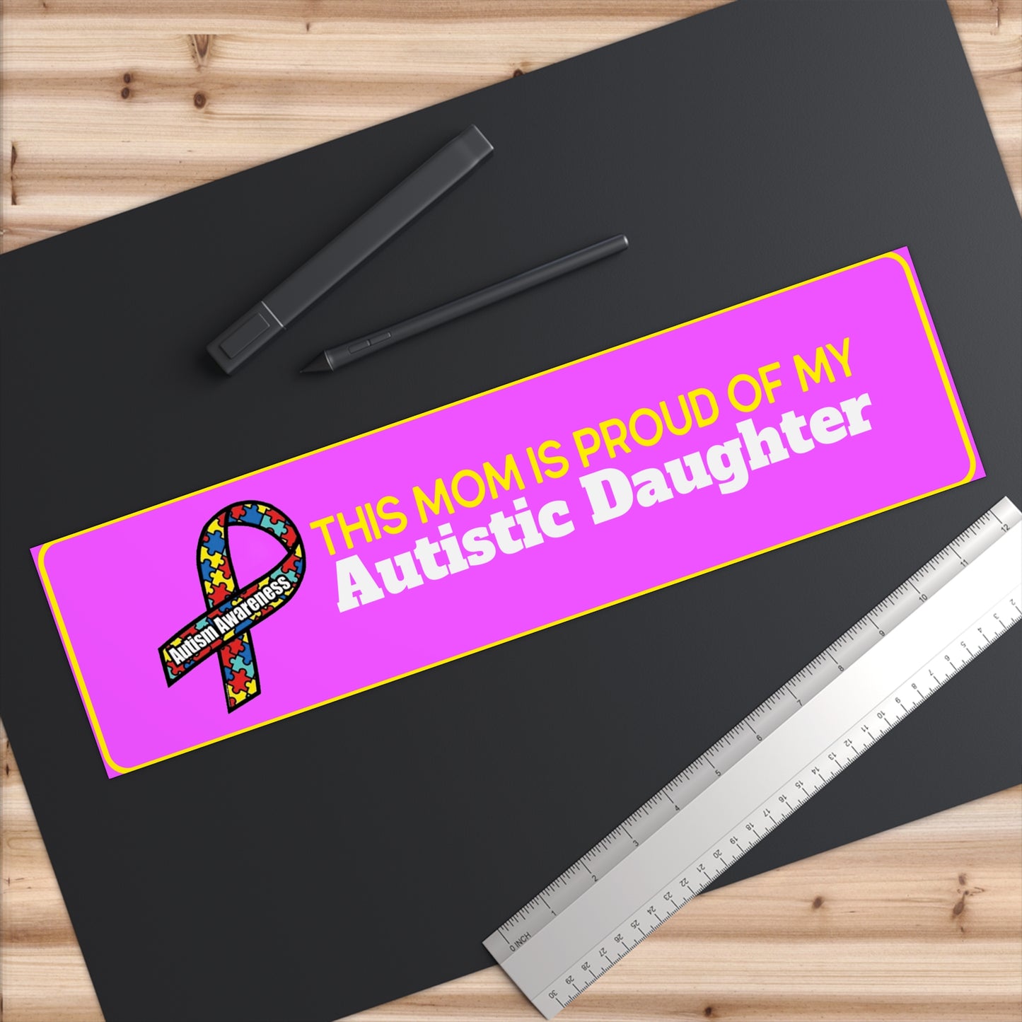 This Mom is Proud of my Autistic Daughter, Autism Awareness Bumper Sticker - Colorful Support for Autistic Children