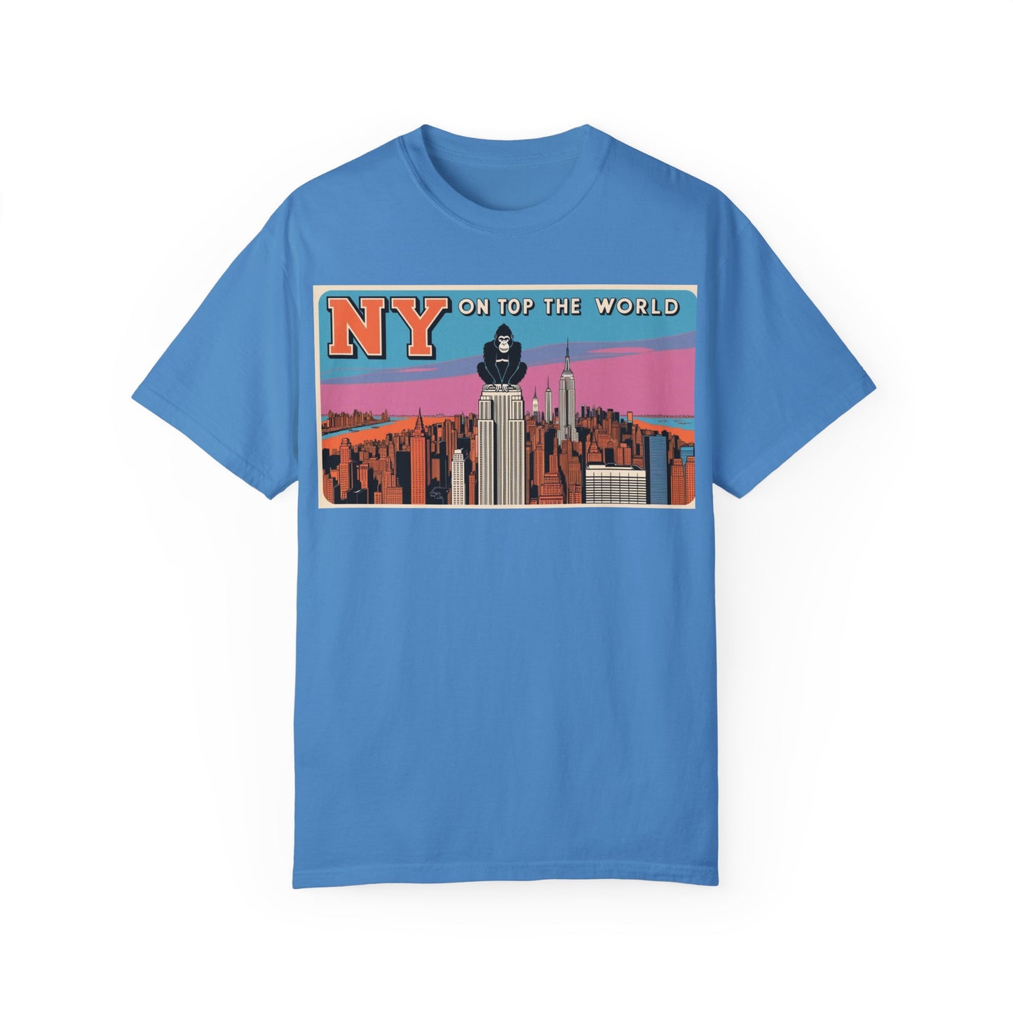 NY On Top the World Unisex Garment-Dyed T-shirt - Urban NYC Art Tee