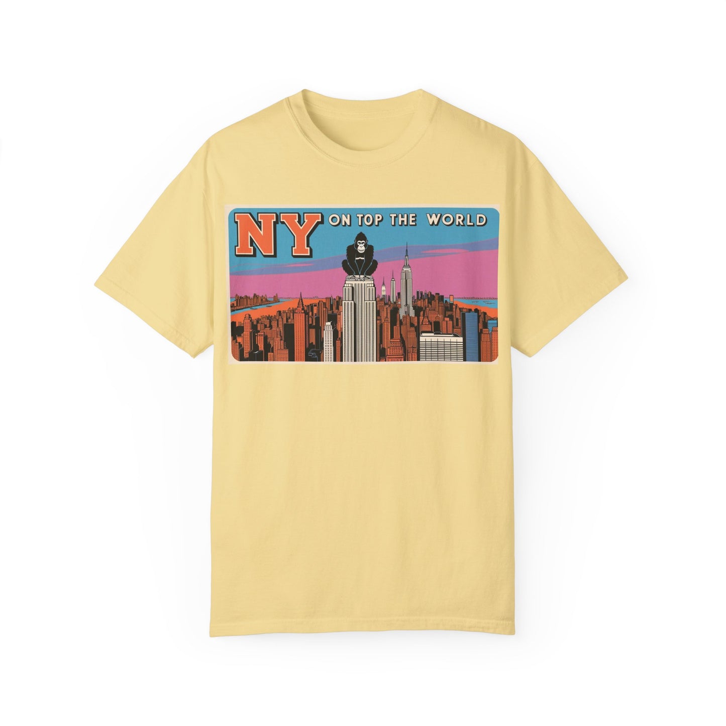 NY On Top the World Unisex Garment-Dyed T-shirt - Urban NYC Art Tee