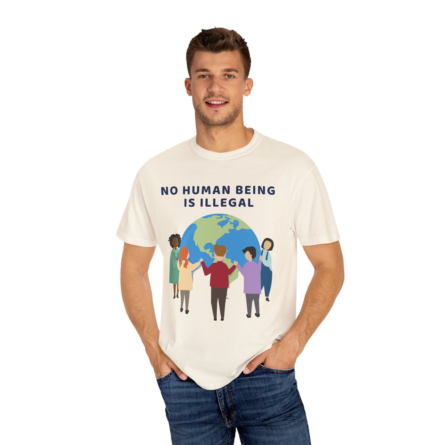 No Human Being is Illegal Unisex Garment-Dyed T-shirt