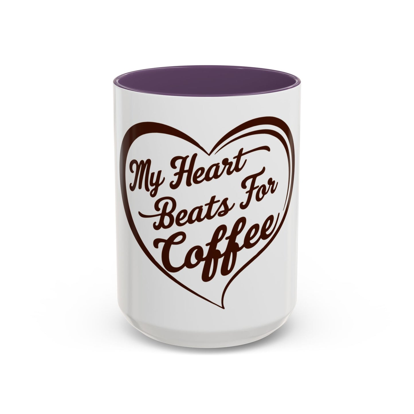 My Heart Beats For Coffee Accent Mug - 11oz & 15oz - Perfect for Coffee Lovers & Gift Giving
