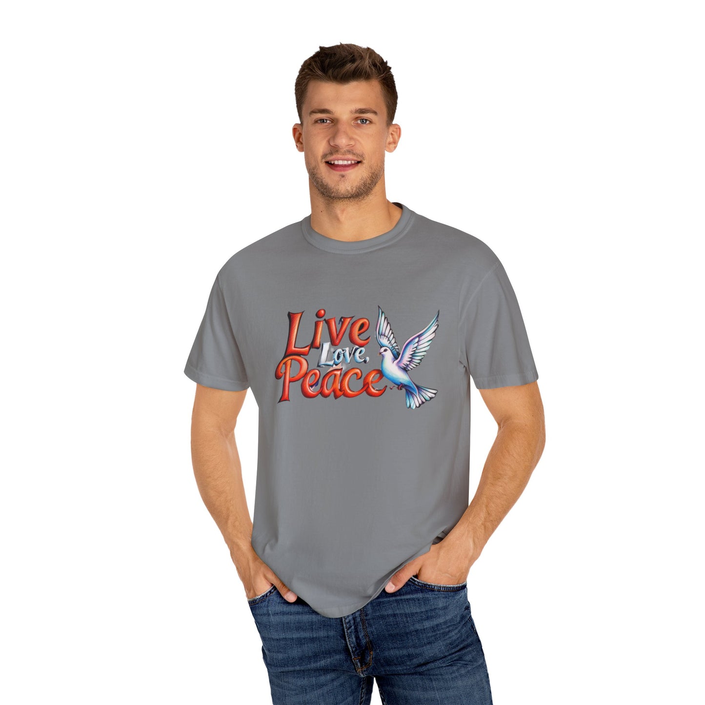 Live Love Peace Unisex Garment-Dyed T-shirt