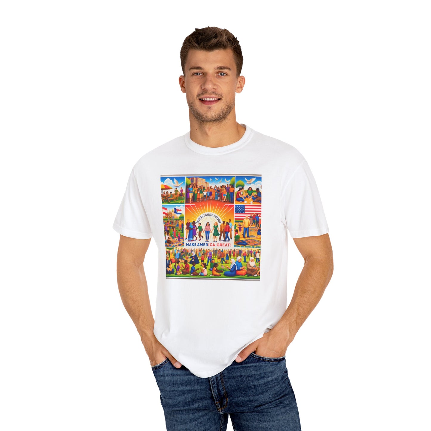 Diversity, Equality, and Inclusion Make America Great Unisex Garment-Dyed T-shirt