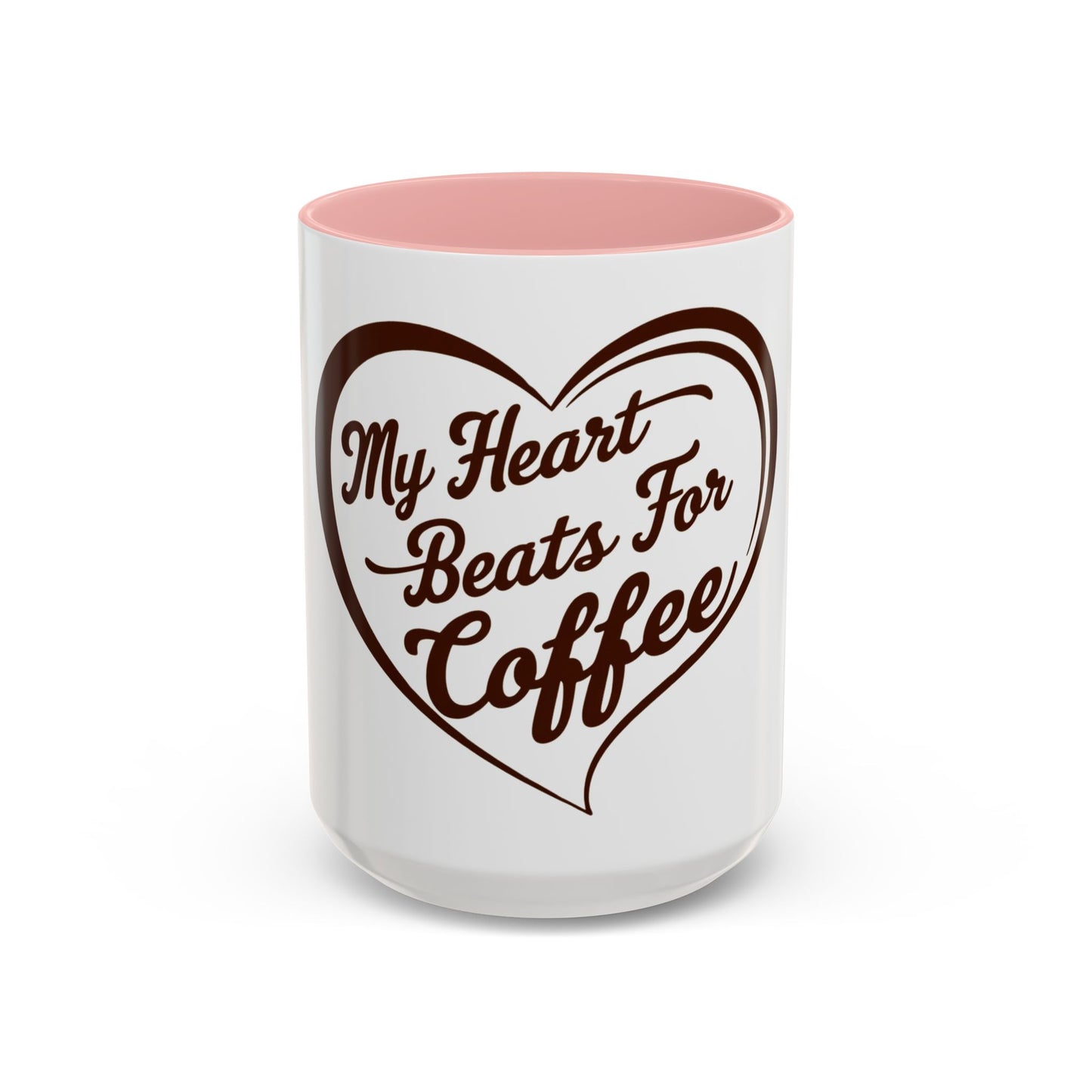 My Heart Beats For Coffee Accent Mug - 11oz & 15oz - Perfect for Coffee Lovers & Gift Giving