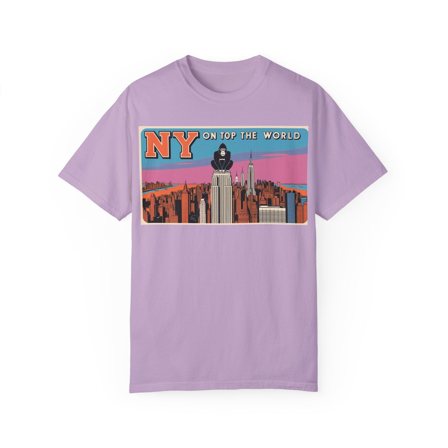 NY On Top the World Unisex Garment-Dyed T-shirt - Urban NYC Art Tee