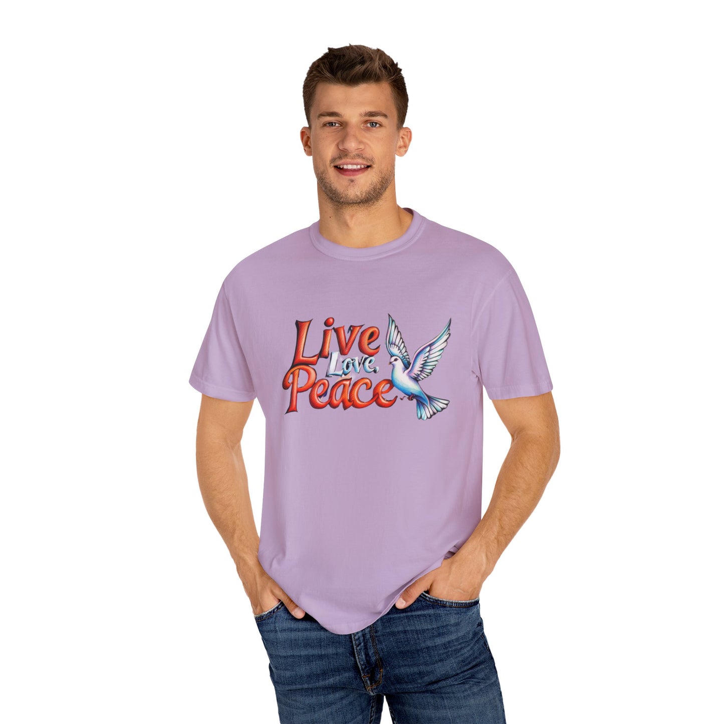 Live Love Peace Unisex Garment-Dyed T-shirt