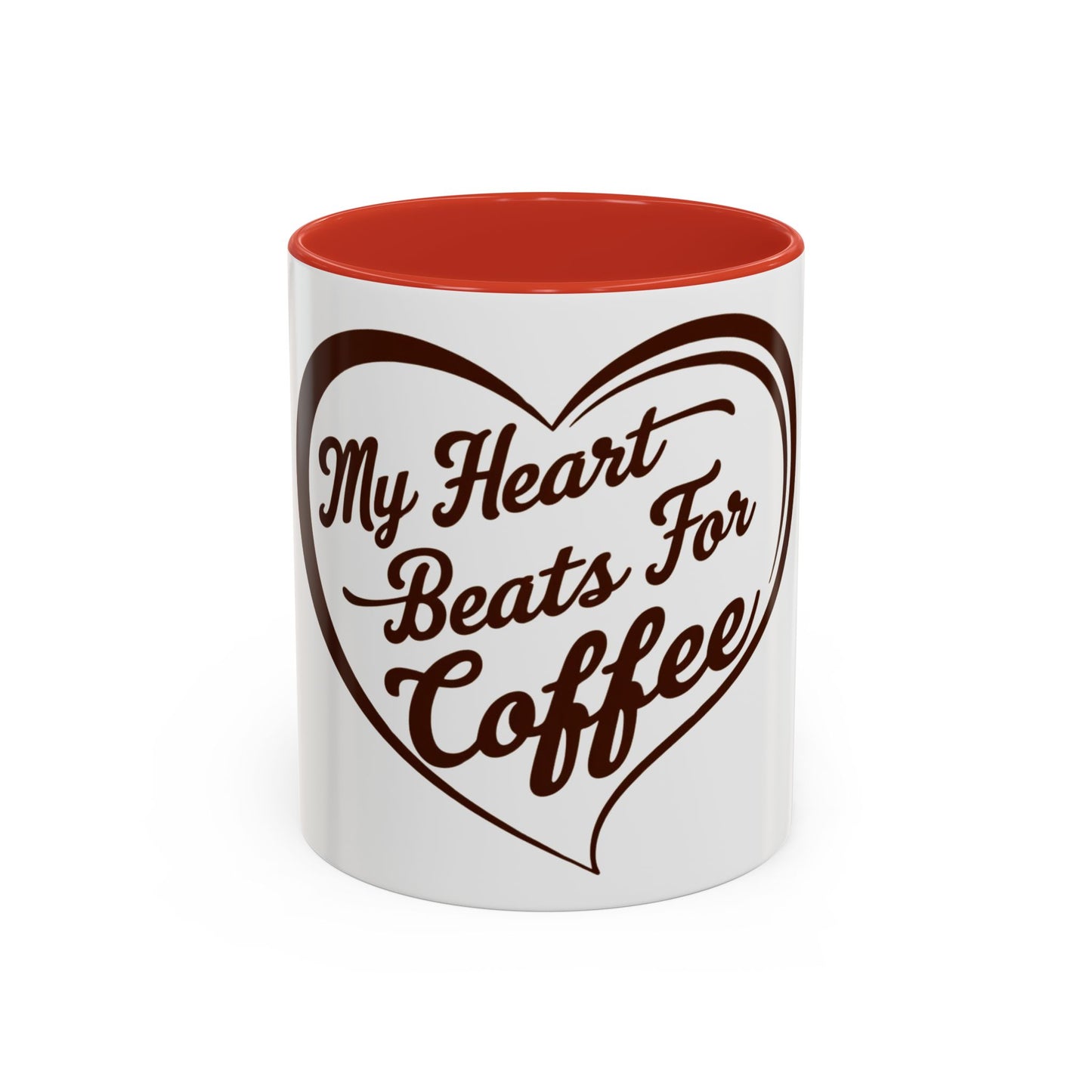 My Heart Beats For Coffee Accent Mug - 11oz & 15oz - Perfect for Coffee Lovers & Gift Giving