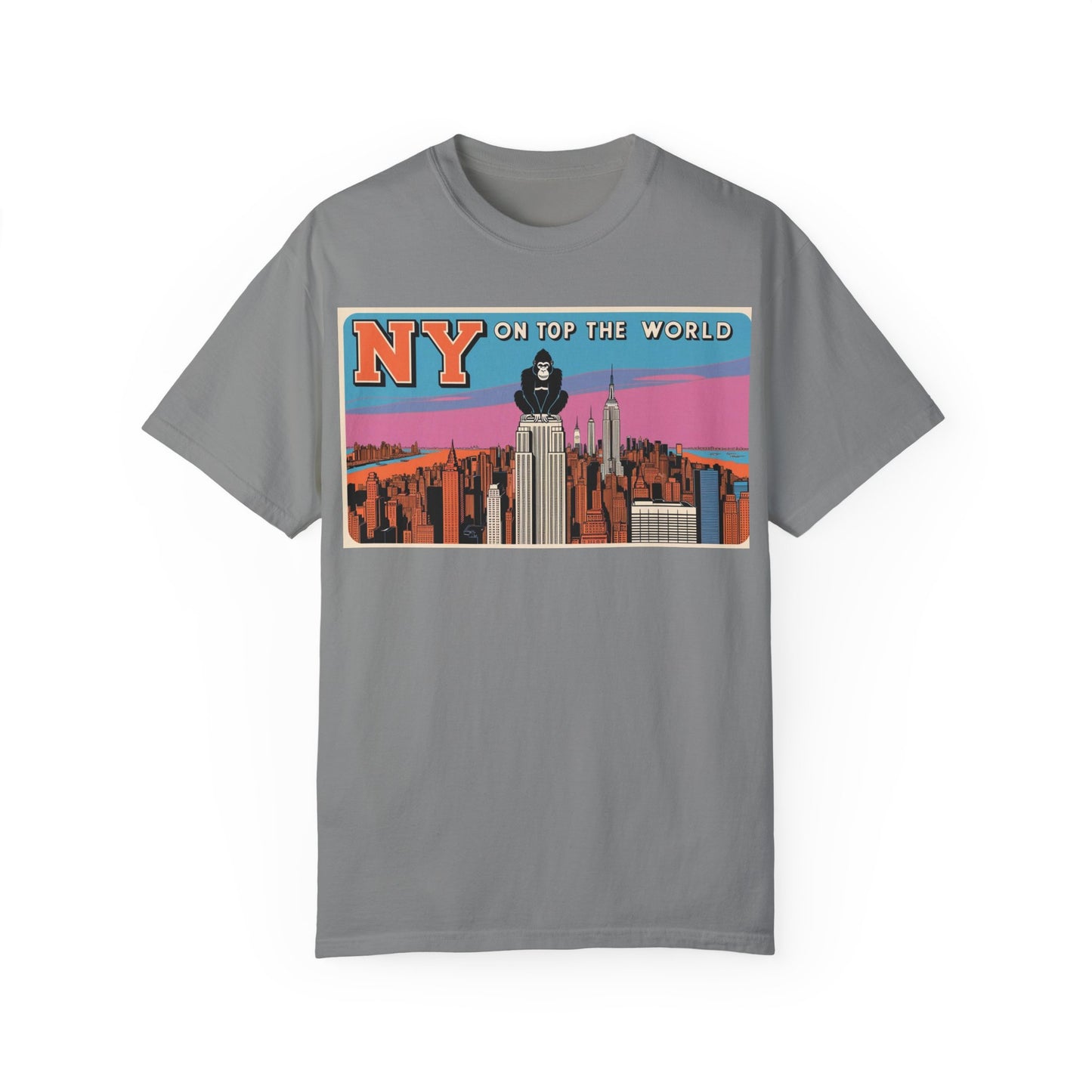 NY On Top the World Unisex Garment-Dyed T-shirt - Urban NYC Art Tee