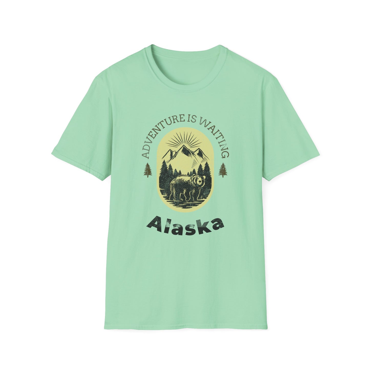 Adventure Awaits Alaska Unisex Softstyle T-Shirt - Nature Explorer Tee